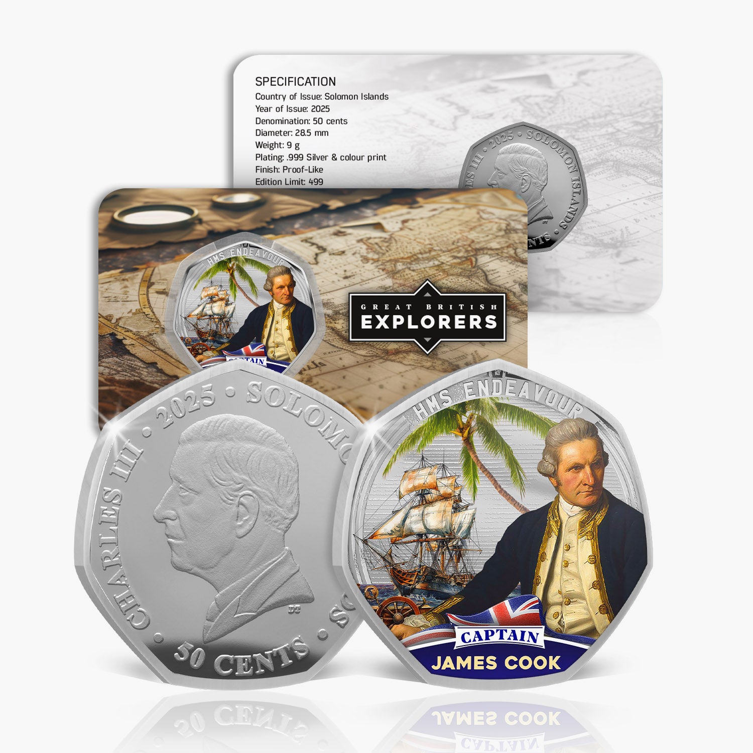 2025 Great British Explorers Captain Cook Silver Plated BU Coin