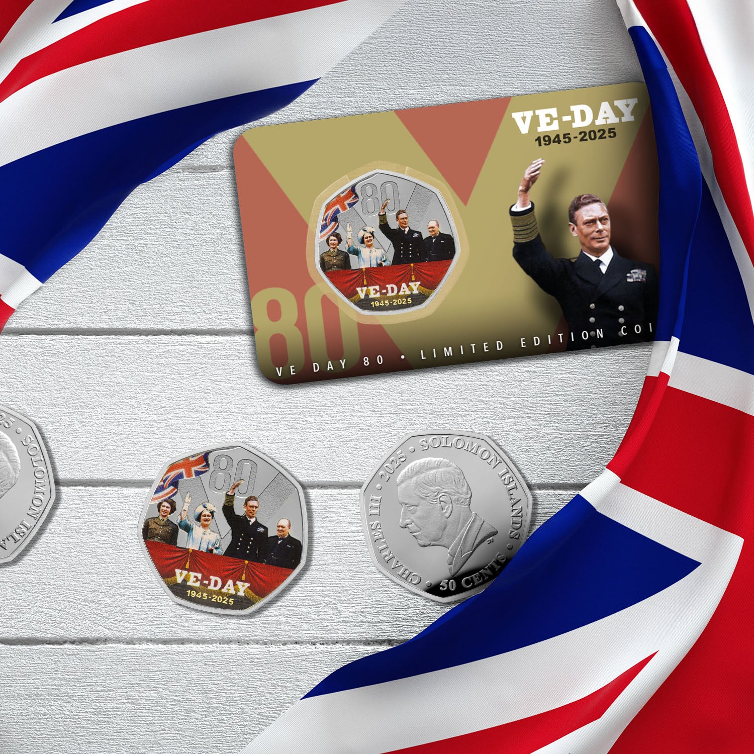 VE Day 80th Anniversary Edition Silver Plated 2025 BU Coin