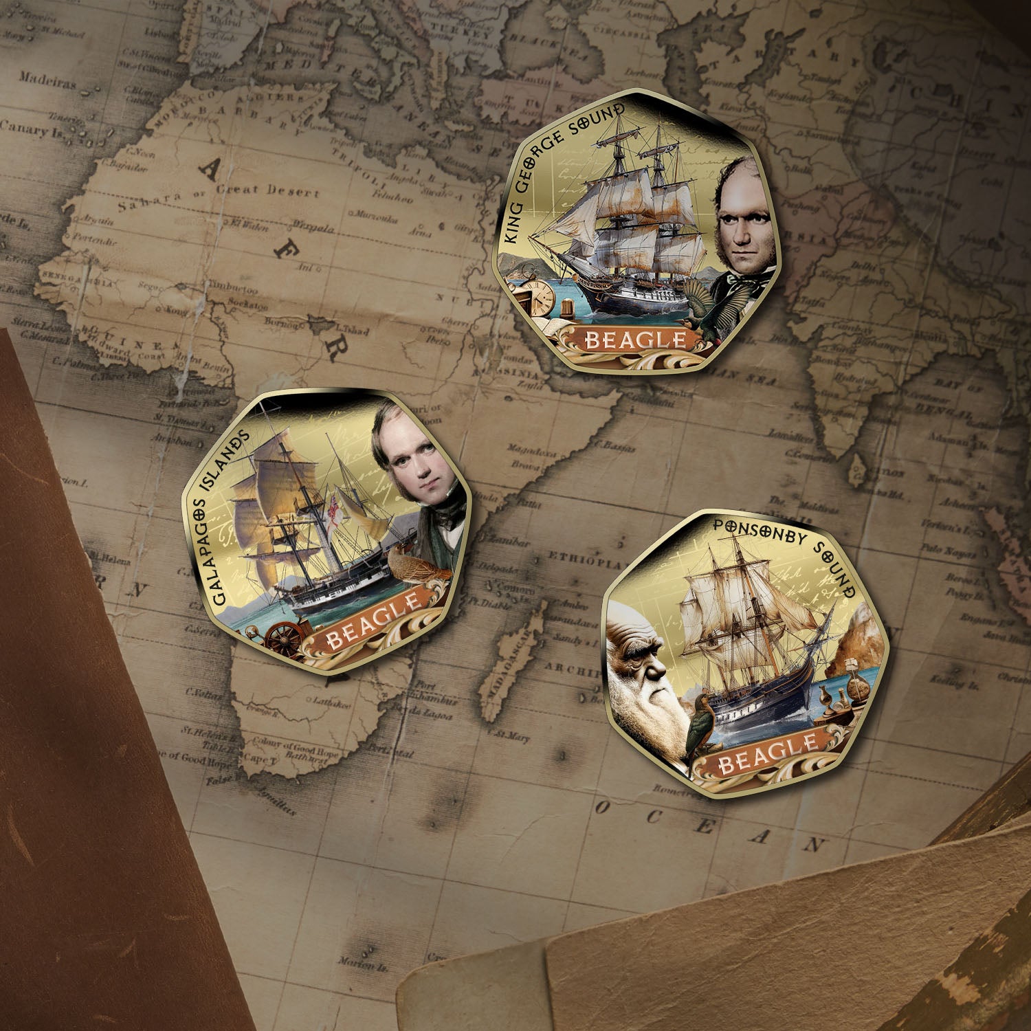 HMS Beagle Charles Darwin 2025 Gold Plated Box Set