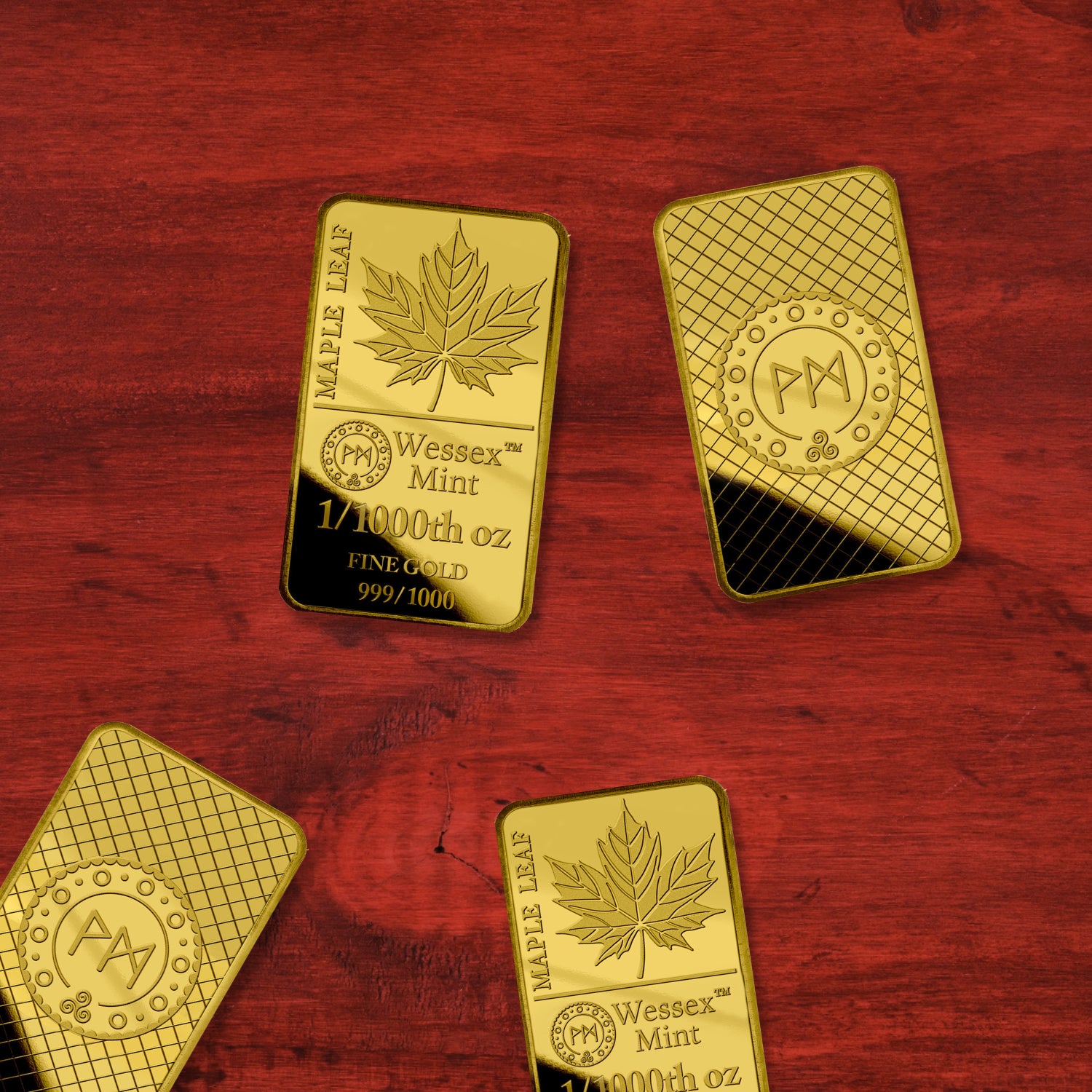 Wessex Mint 1/1000th oz Maple Leaf Solid Gold Bar