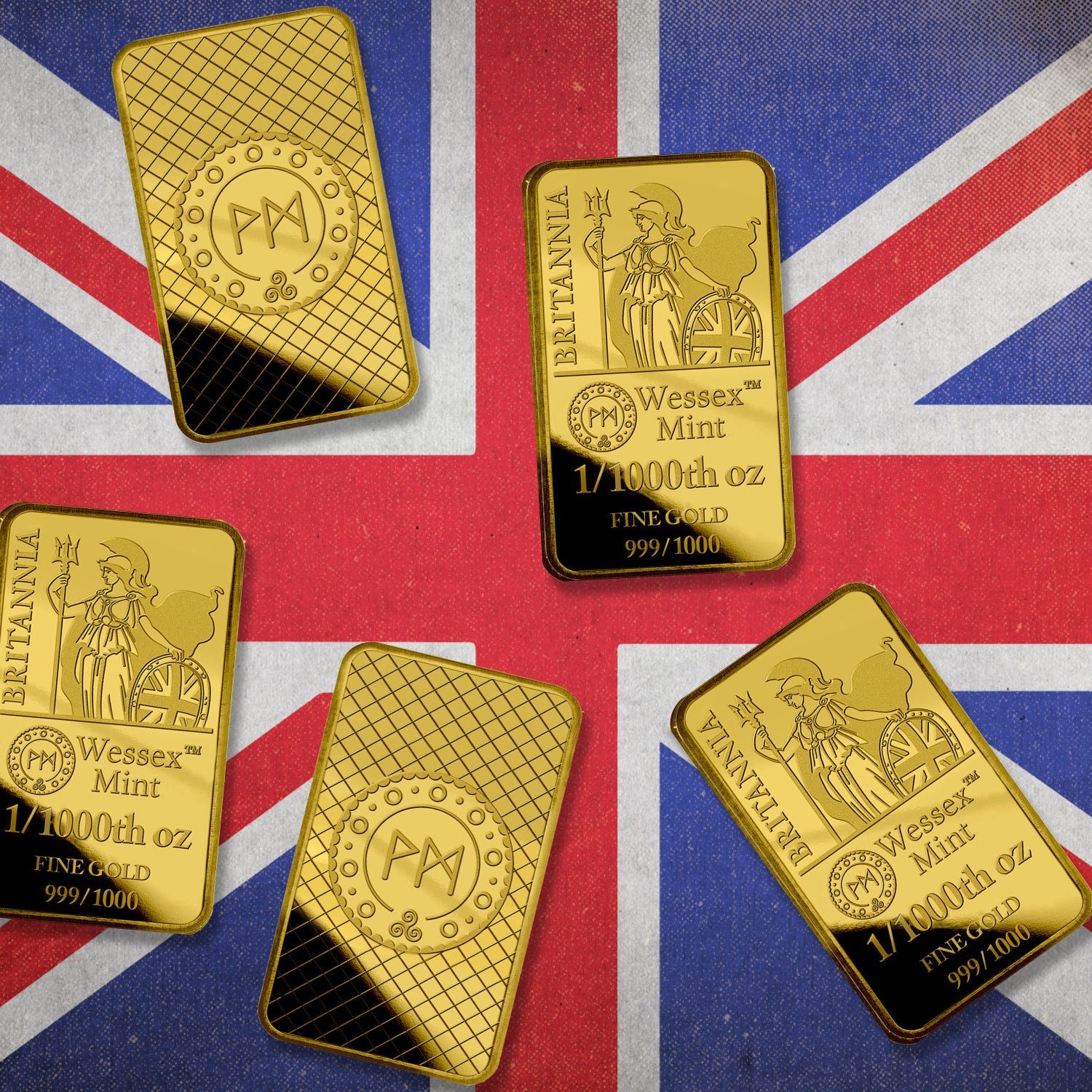 Wessex Mint 1/1000th oz Featuring Britannia Solid Gold Bar