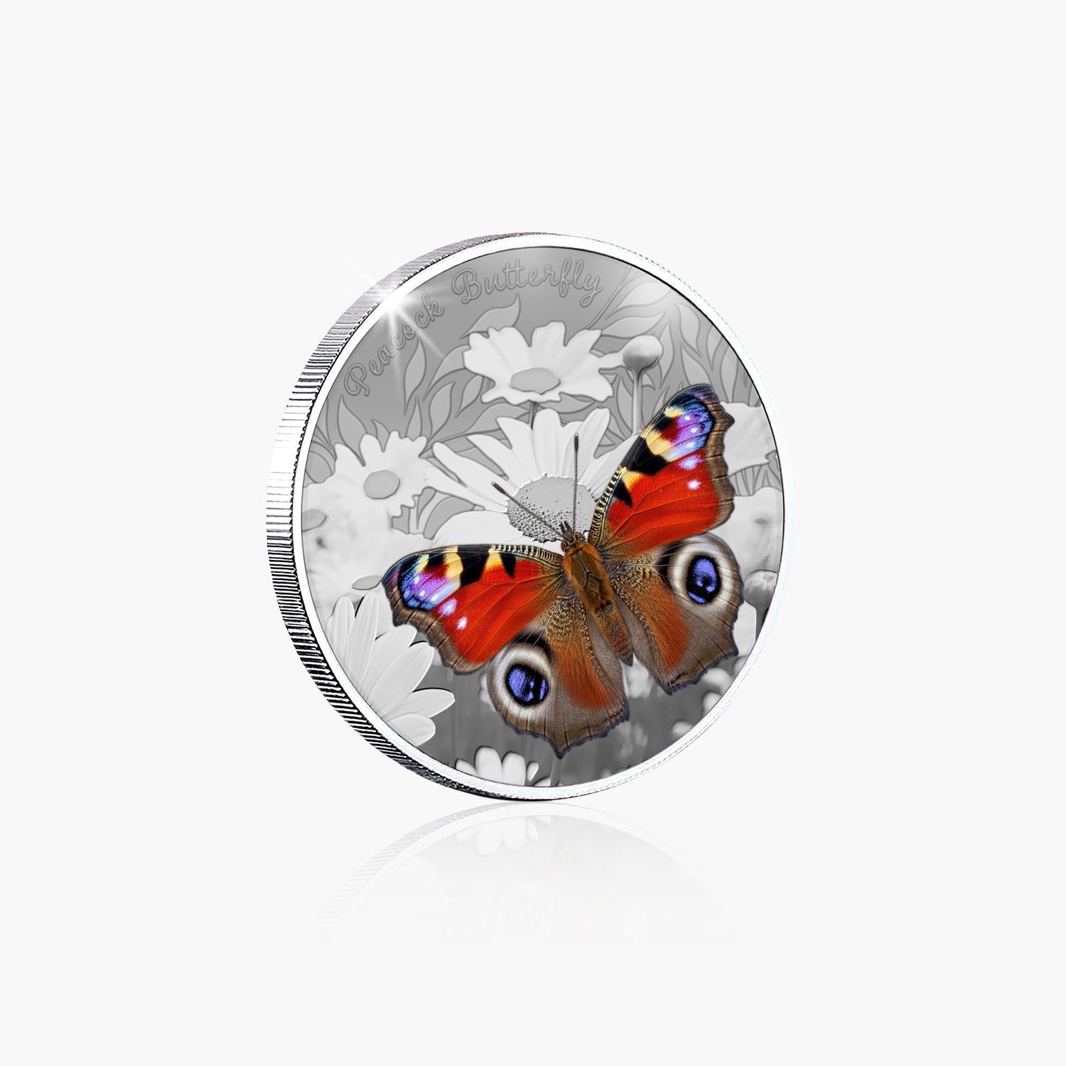 British Wildlife Peacock Butterfly Silver Plated BU Commemorative