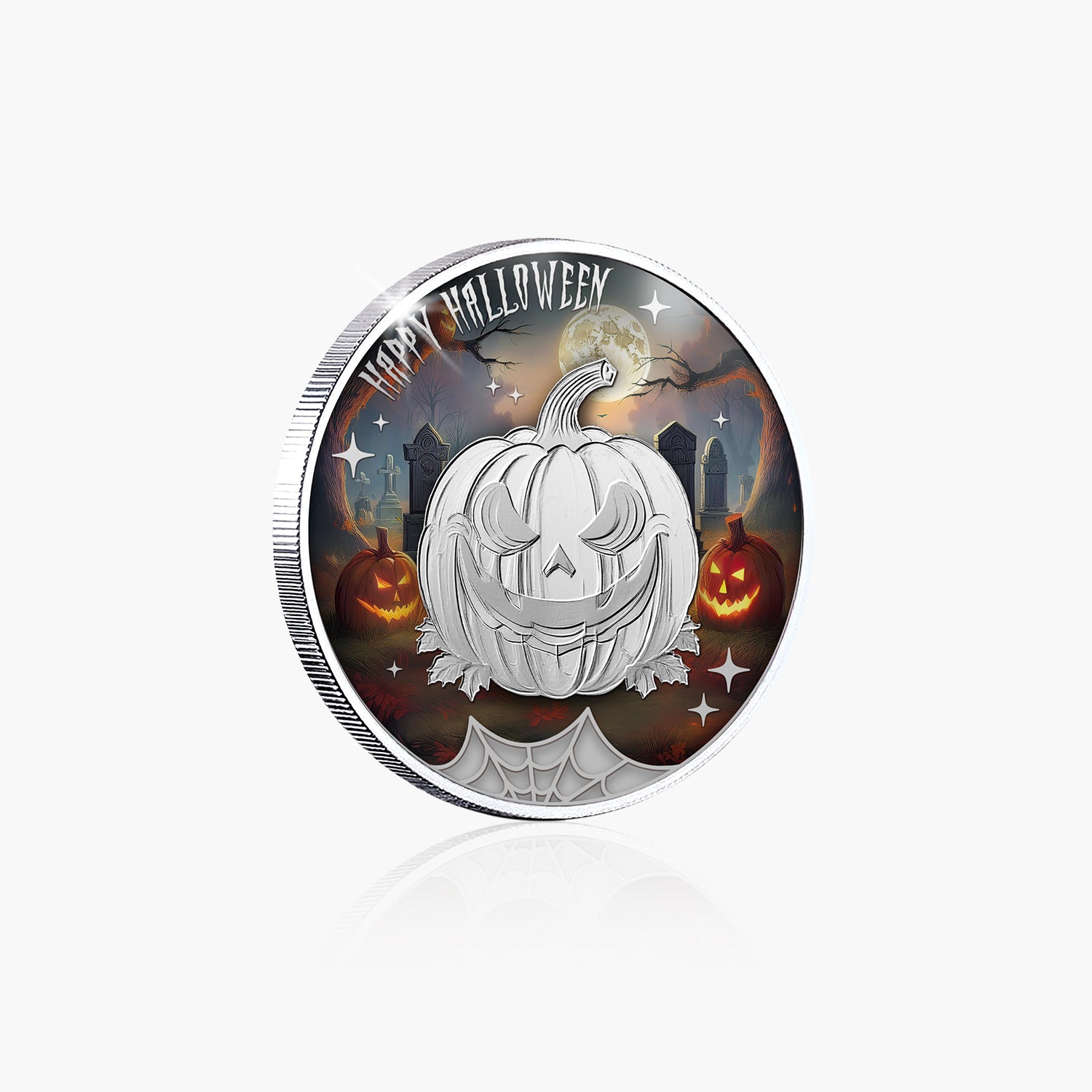Halloween Trick or Treat Silver Plated Medal