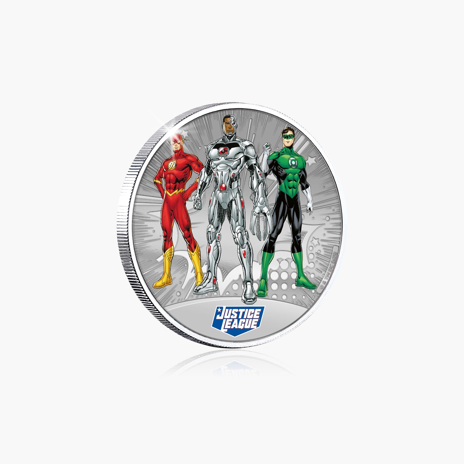 DC Comics Justice League - The Flash - Cyborg - Green Lantern Silver Plated Commemorative