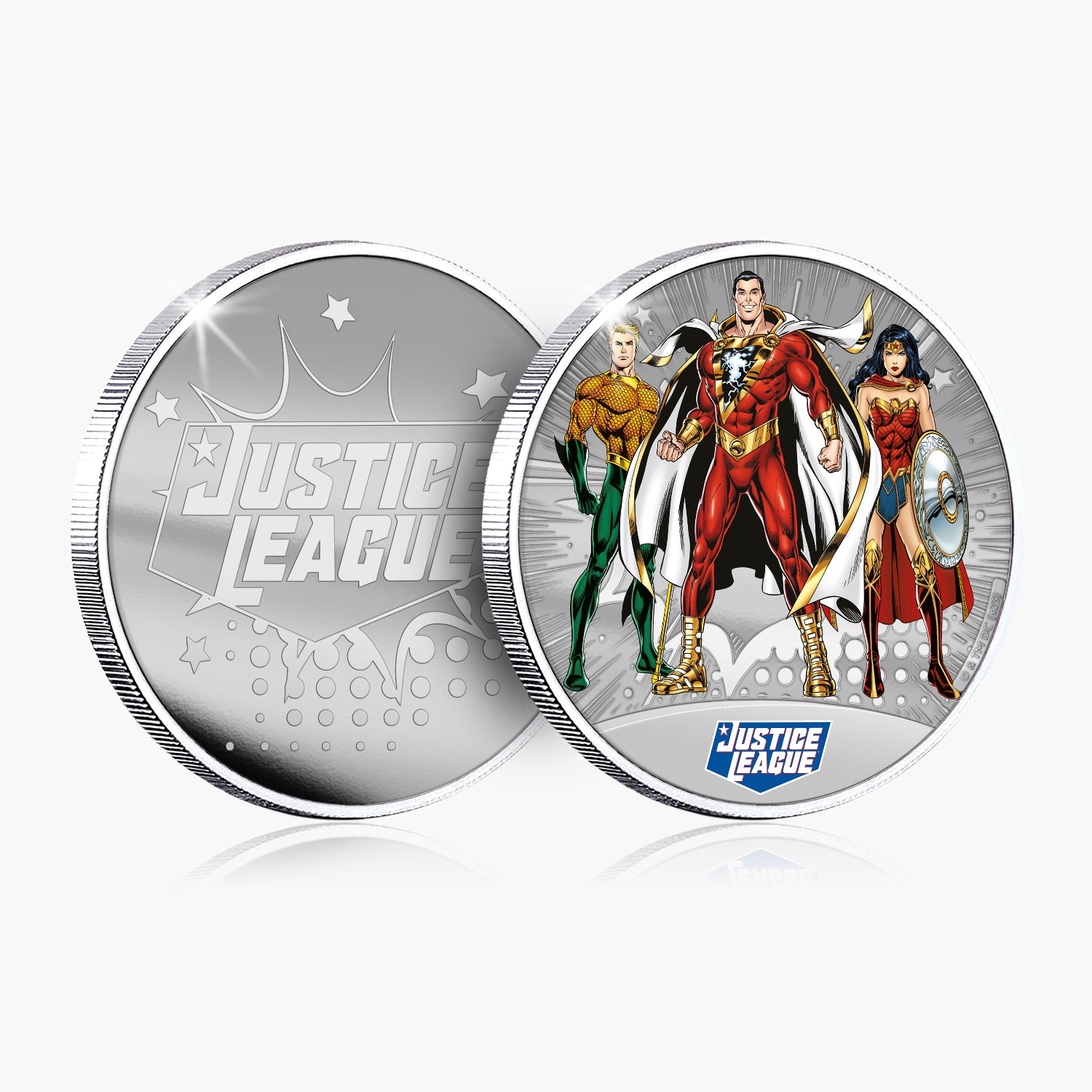 DC Comics Justice League - Shazam - Wonder Woman - Aquaman Silver Plated Commemorative