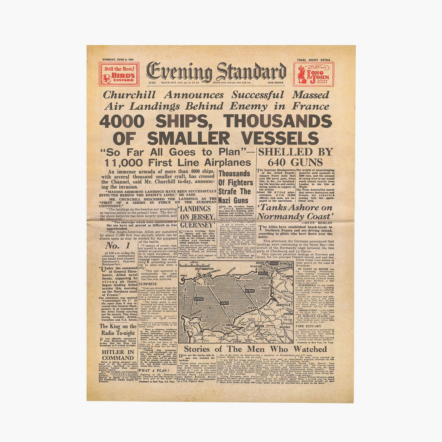 6th June 1944 - D-Day Evening Standard Newspaper
