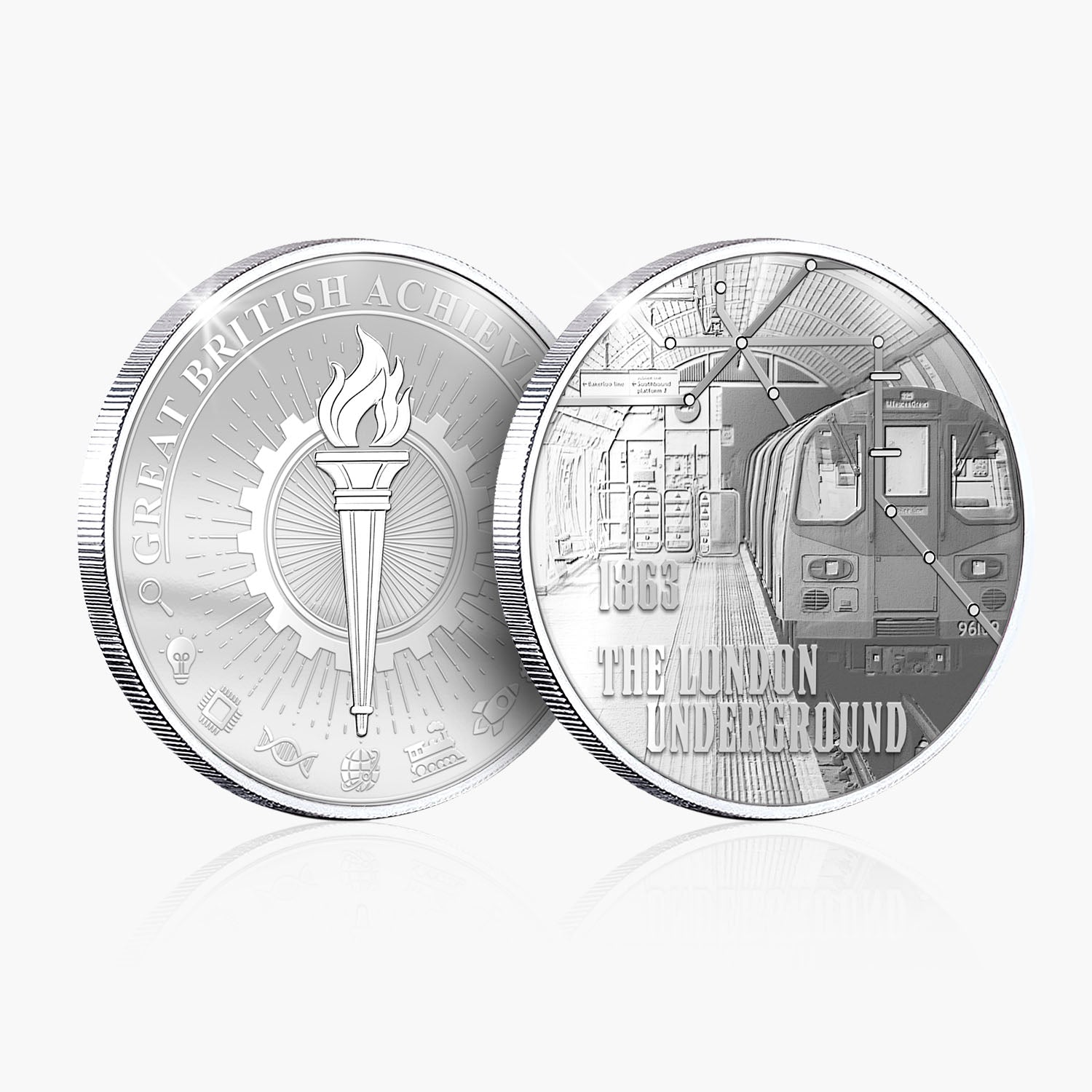 Great British Achievements London Underground Roundel Silver Plated BU Commemorative