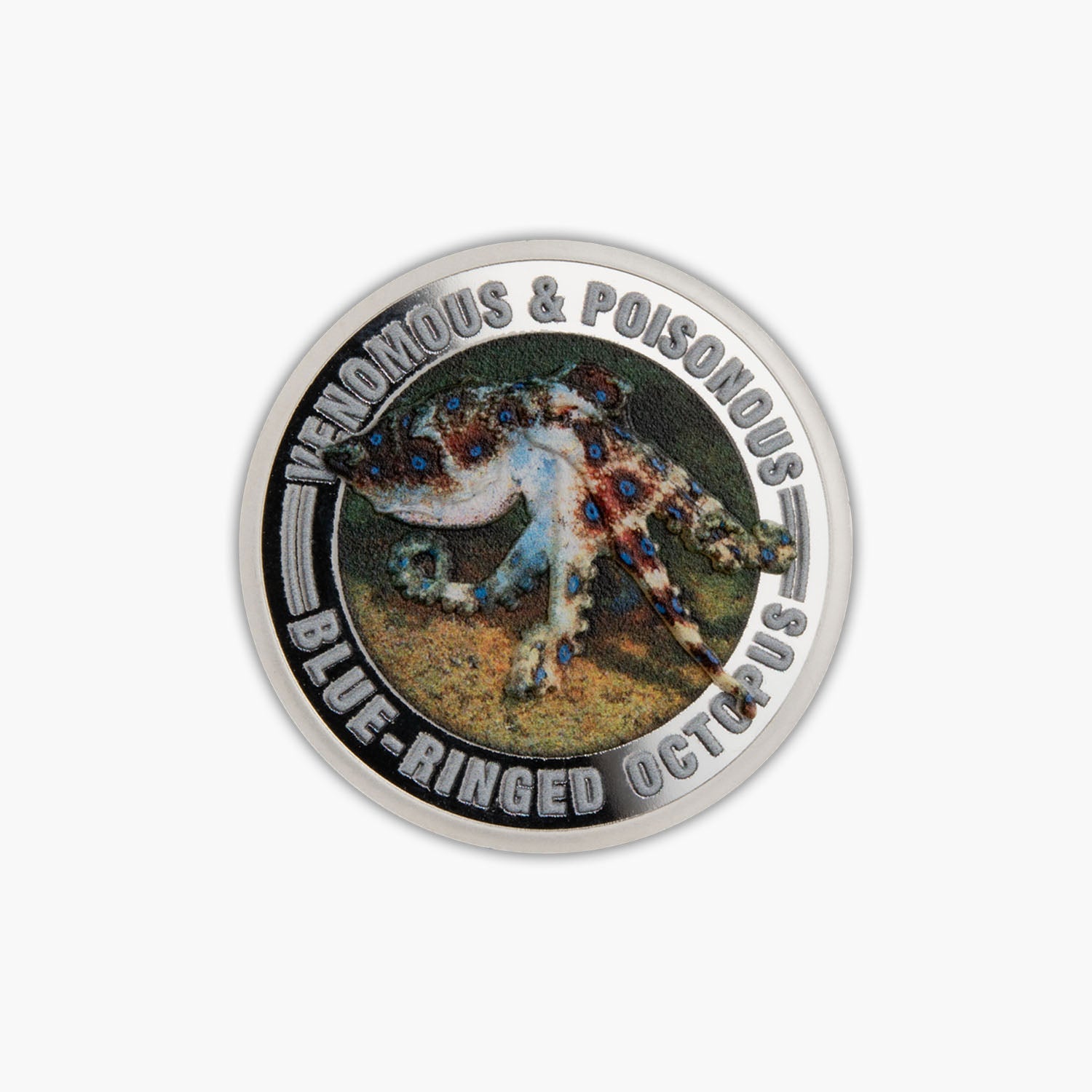 The Venomous & Poisonous Blue Ringed Octopus One Dollar Solid Silver Coin
