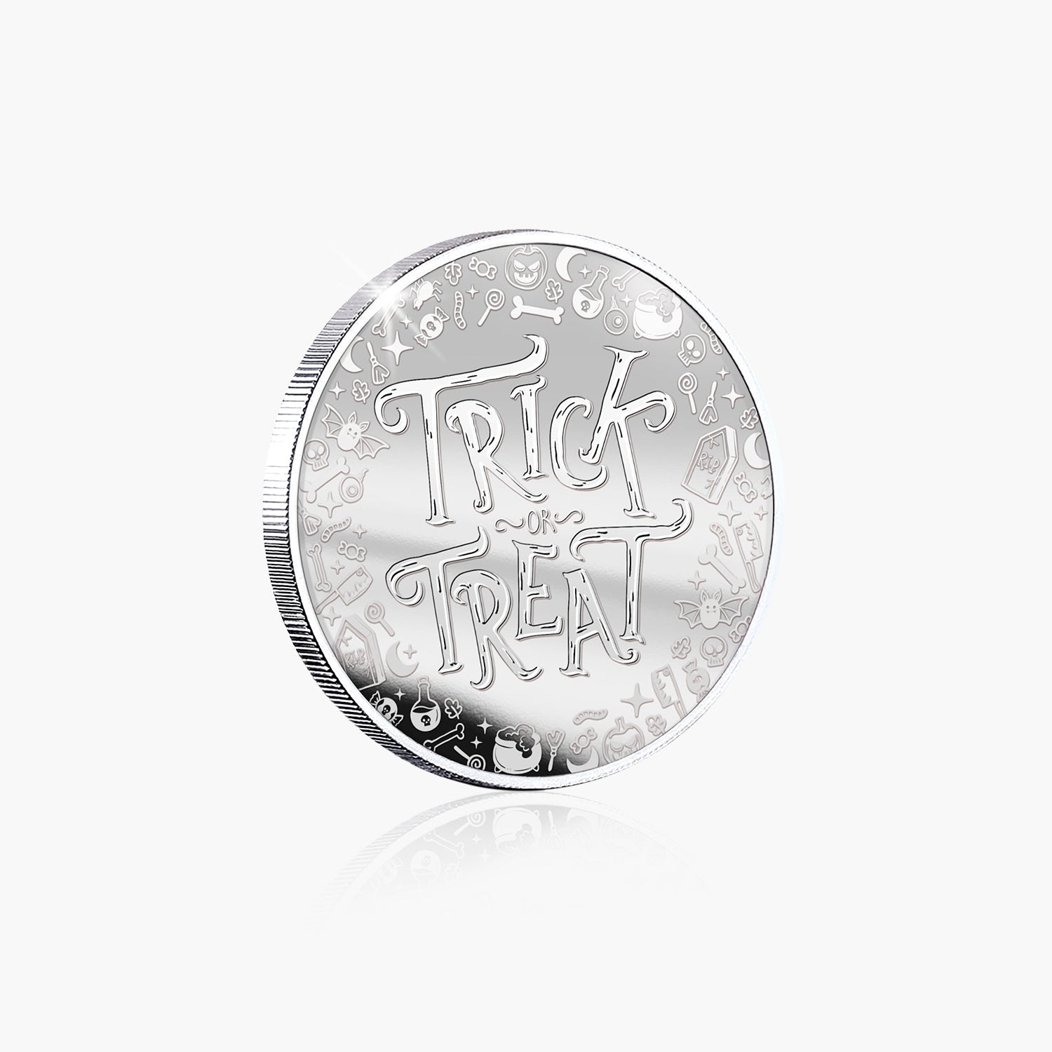 Halloween Trick or Treat Silver Plated Medal