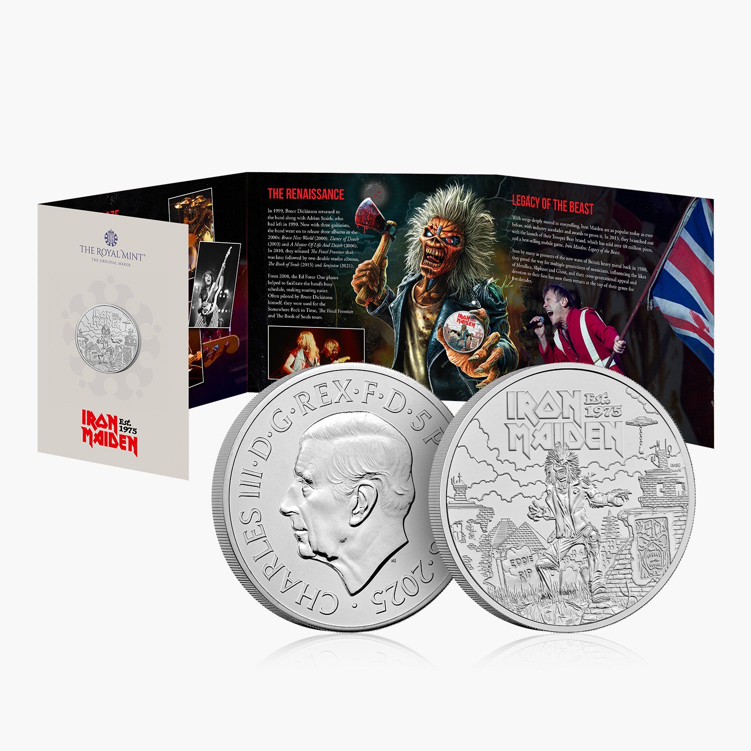 Iron Maiden 2025 UK £5 BU Coin | Official Royal Mint Heavy Metal