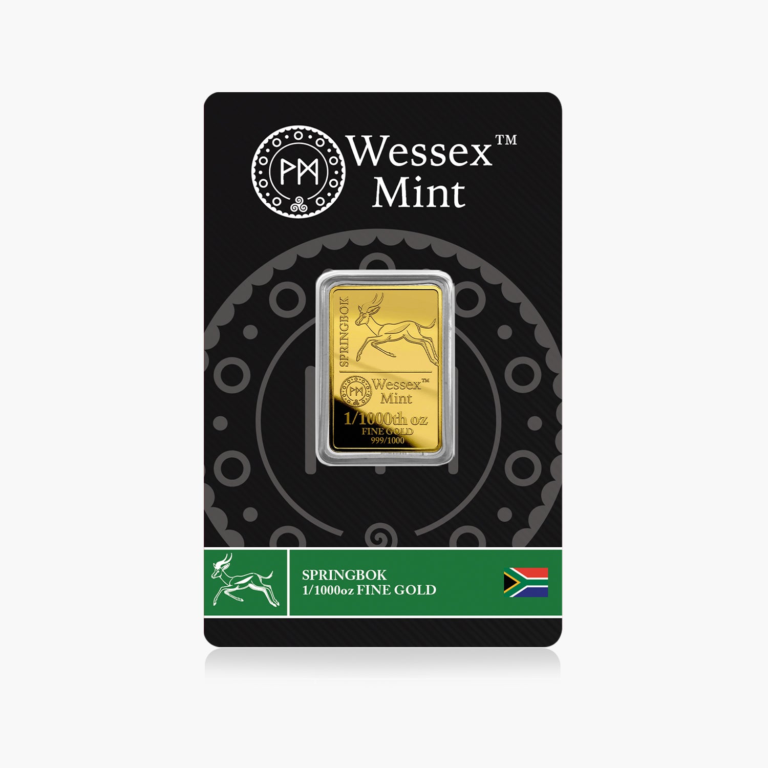 Wessex Mint 1/1000th oz Springbok Solid Gold Bar