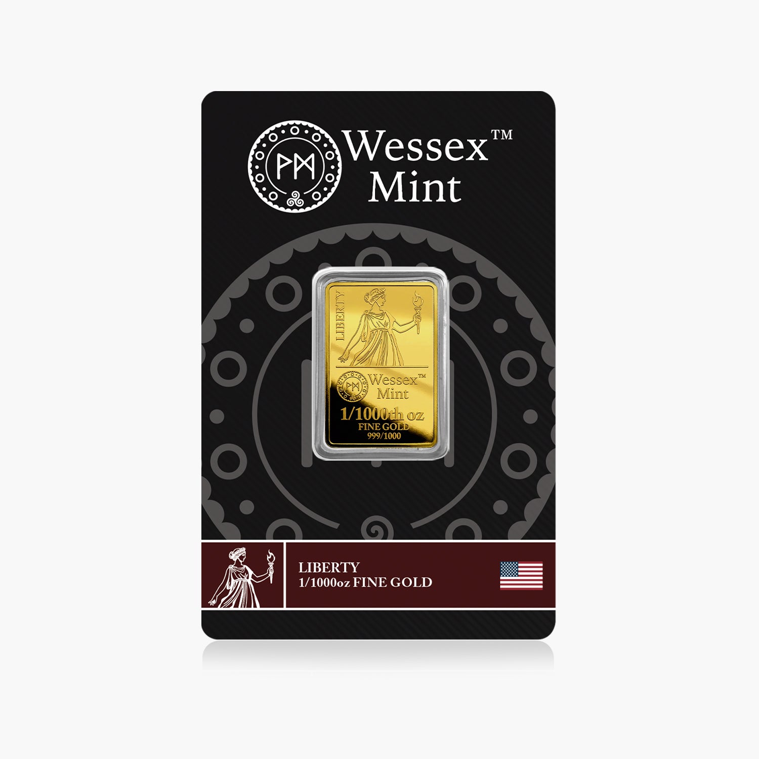 Wessex Mint 1/1000th oz Liberty Solid Gold Bar