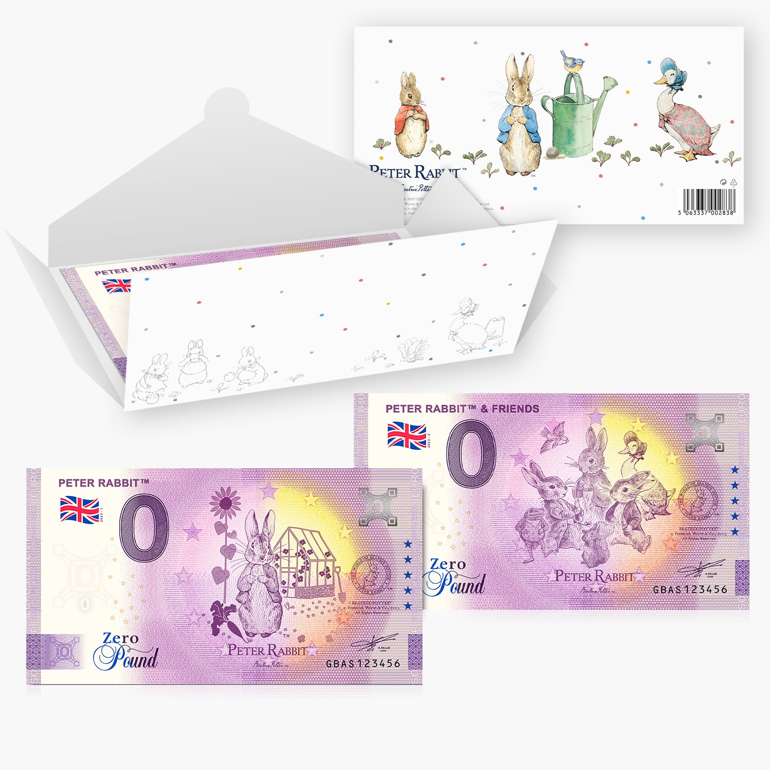 Juego de billetes de £0 El mundo de Peter Rabbit