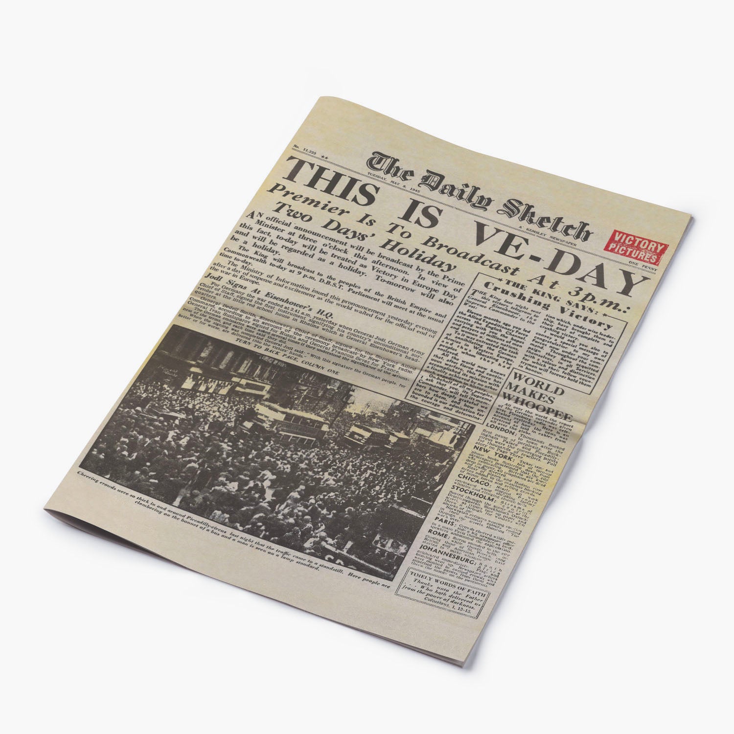 8th May 1945 - Victory in Europe VE Day Newspaper