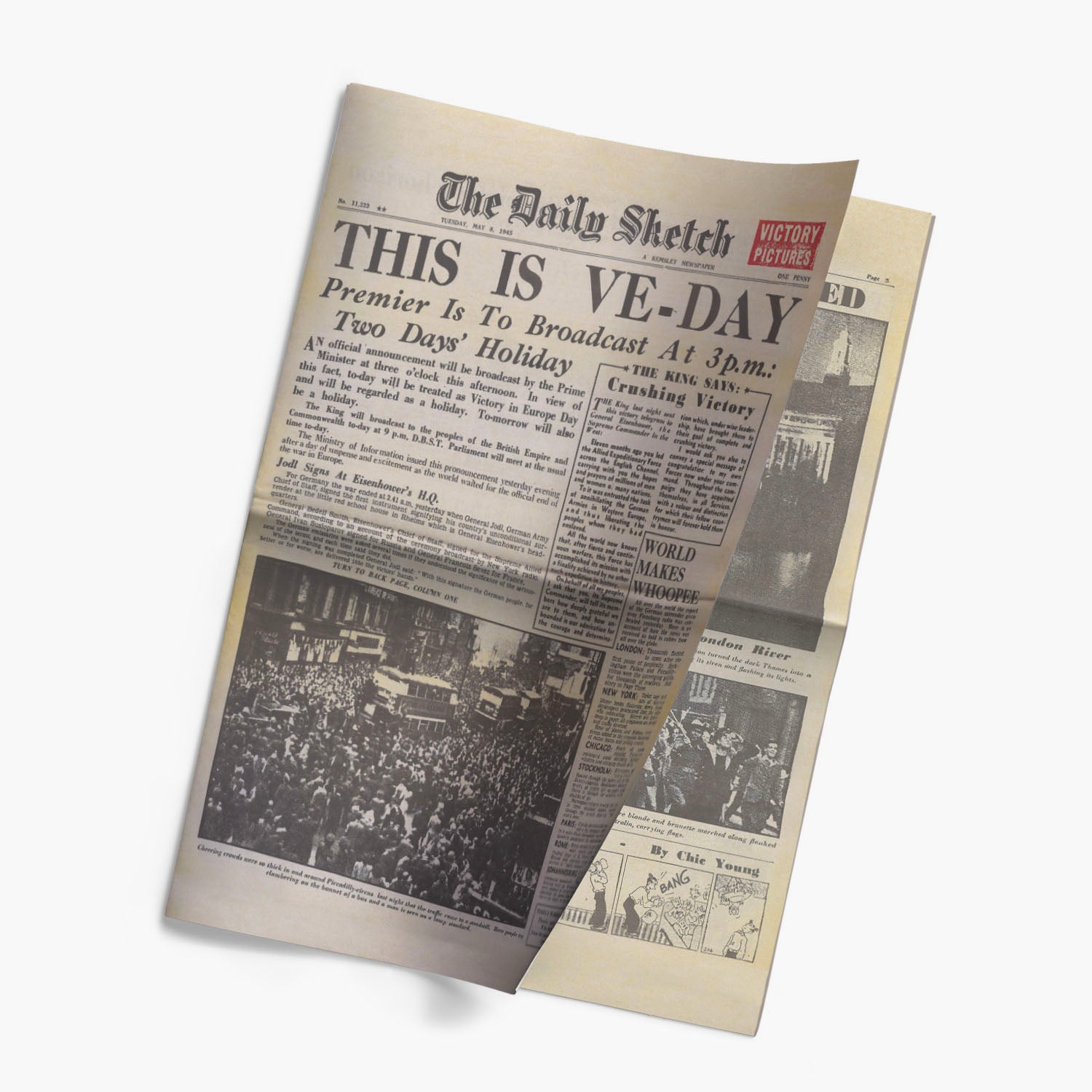 8th May 1945 - Victory in Europe VE Day Newspaper
