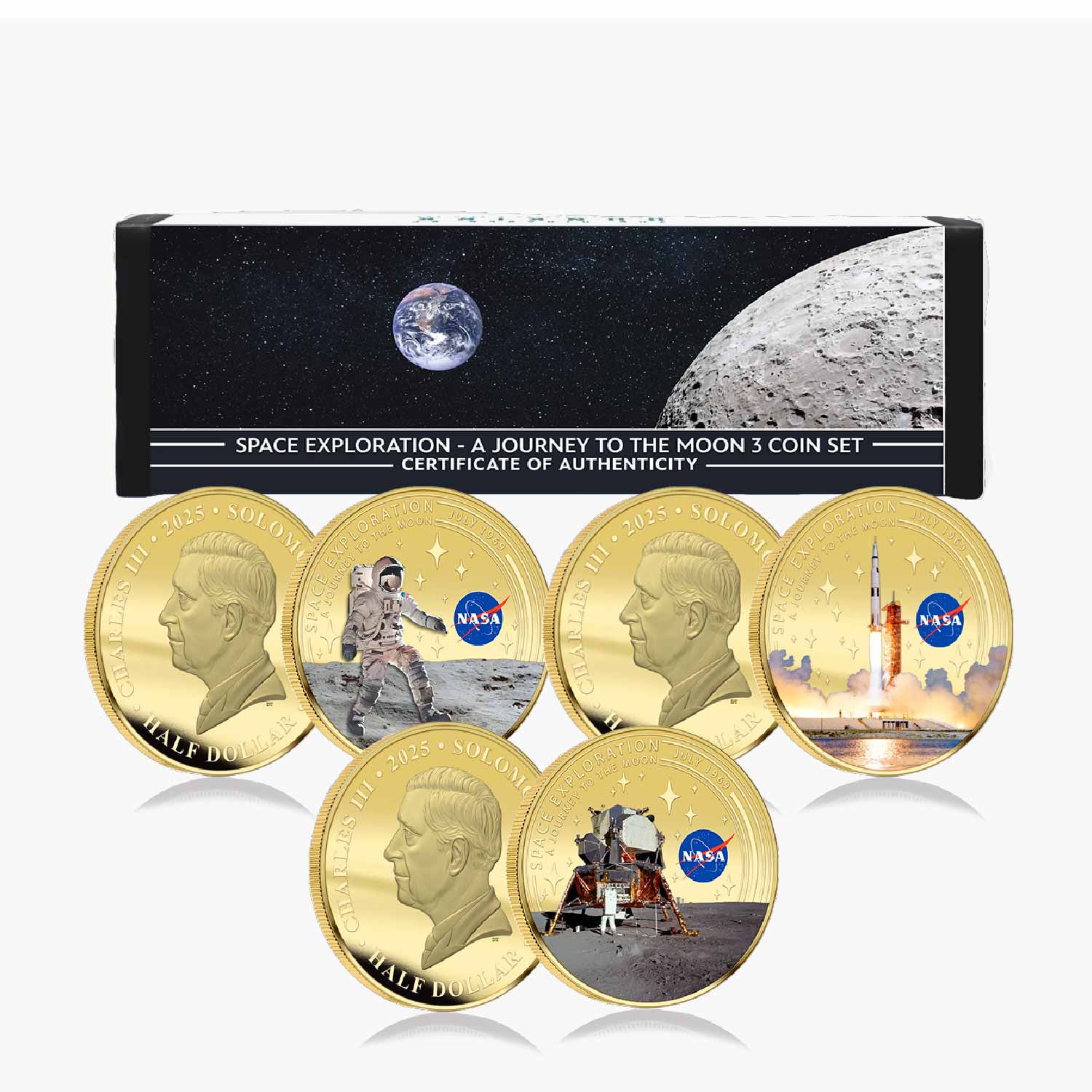 NASA Space Exploration: A Journey to the Moon 2025 Limited Edition Gold Plated Box Set