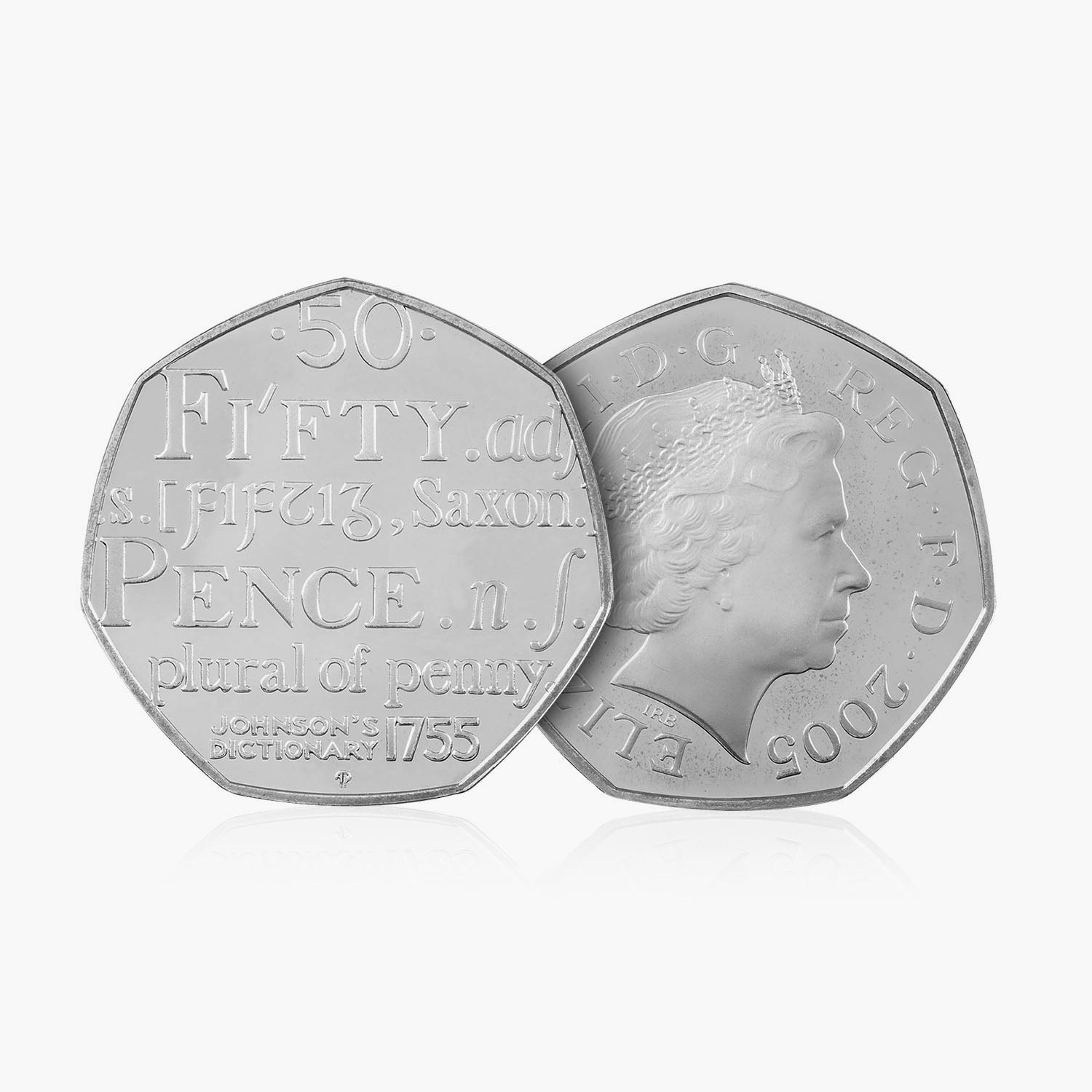 2005 Circulated Samuel Johnson's Dictionary 250th Anniversary 50p Coin
