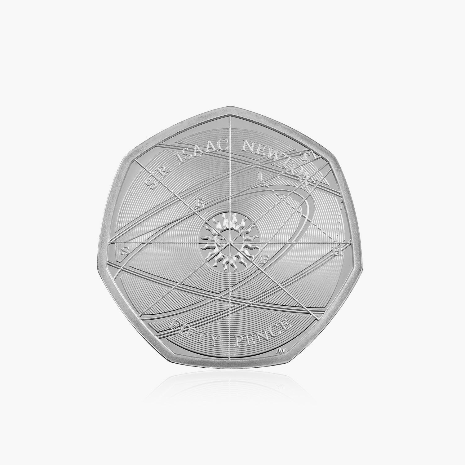Moneda Isaac Newton de 50 peniques en circulación de 2017