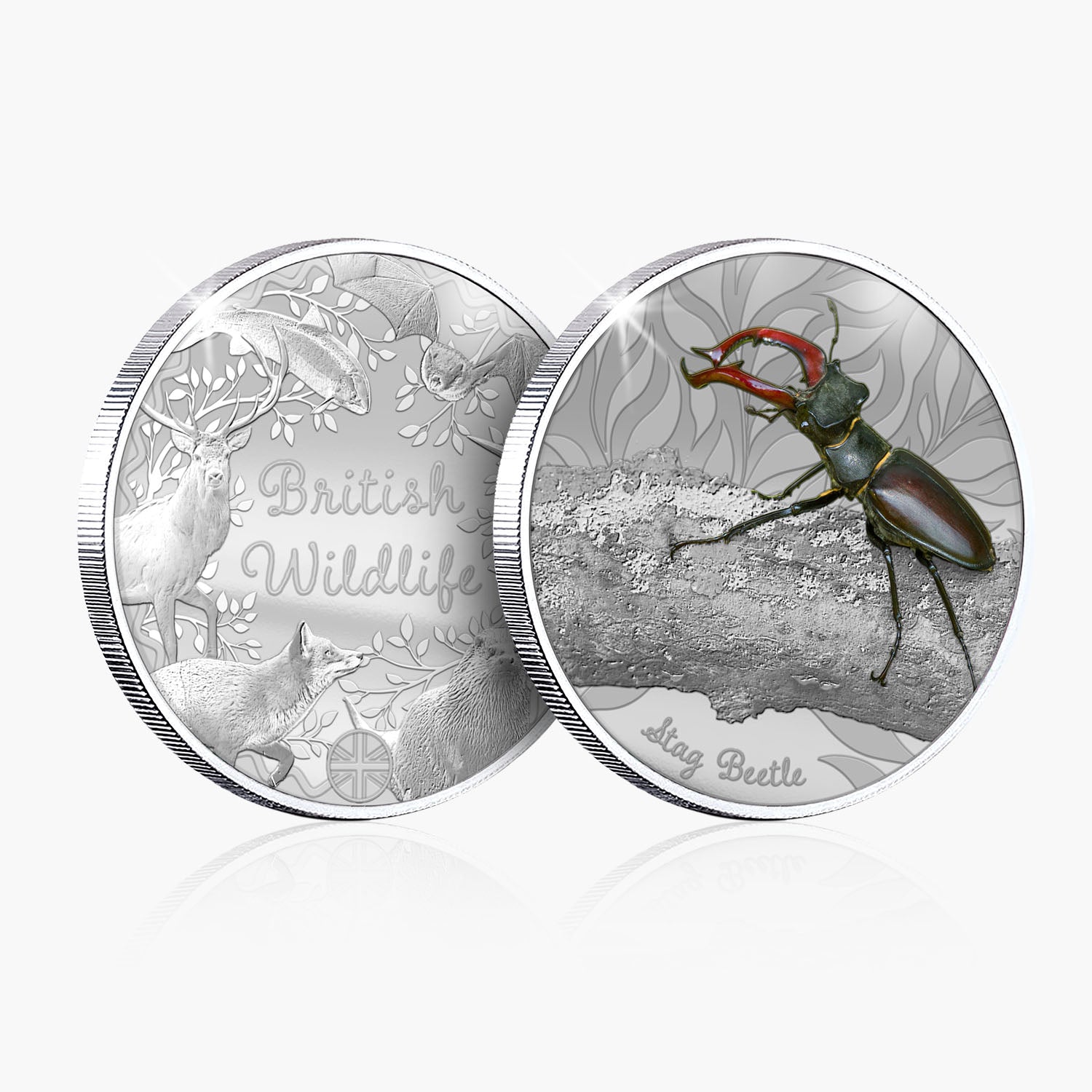 British Wildlife Stag Beetle Silver Plated BU Commemorative