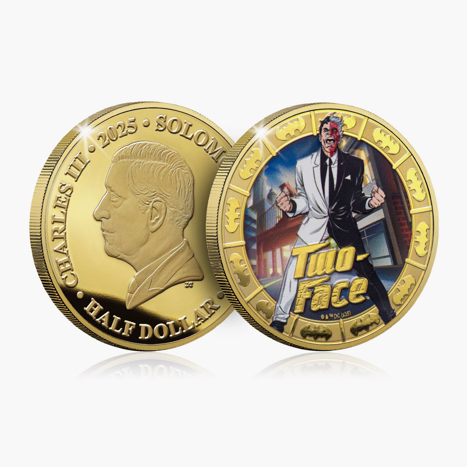 The Shadows of Gotham Batman 2025 Two-Face 24 Carat Gold Plated Coin