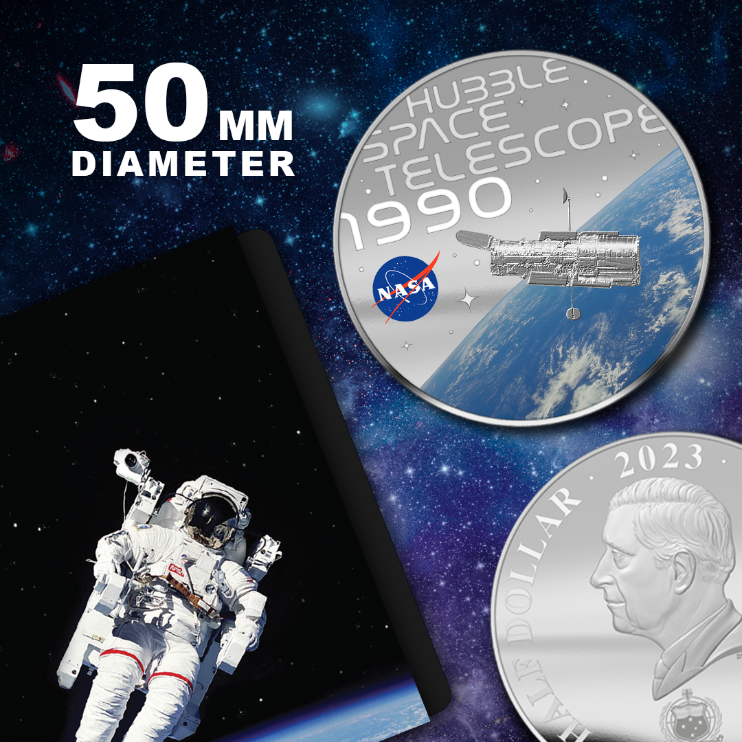 NASA 2023 Hubble Space Telescope 50mm Silver-plated Coin