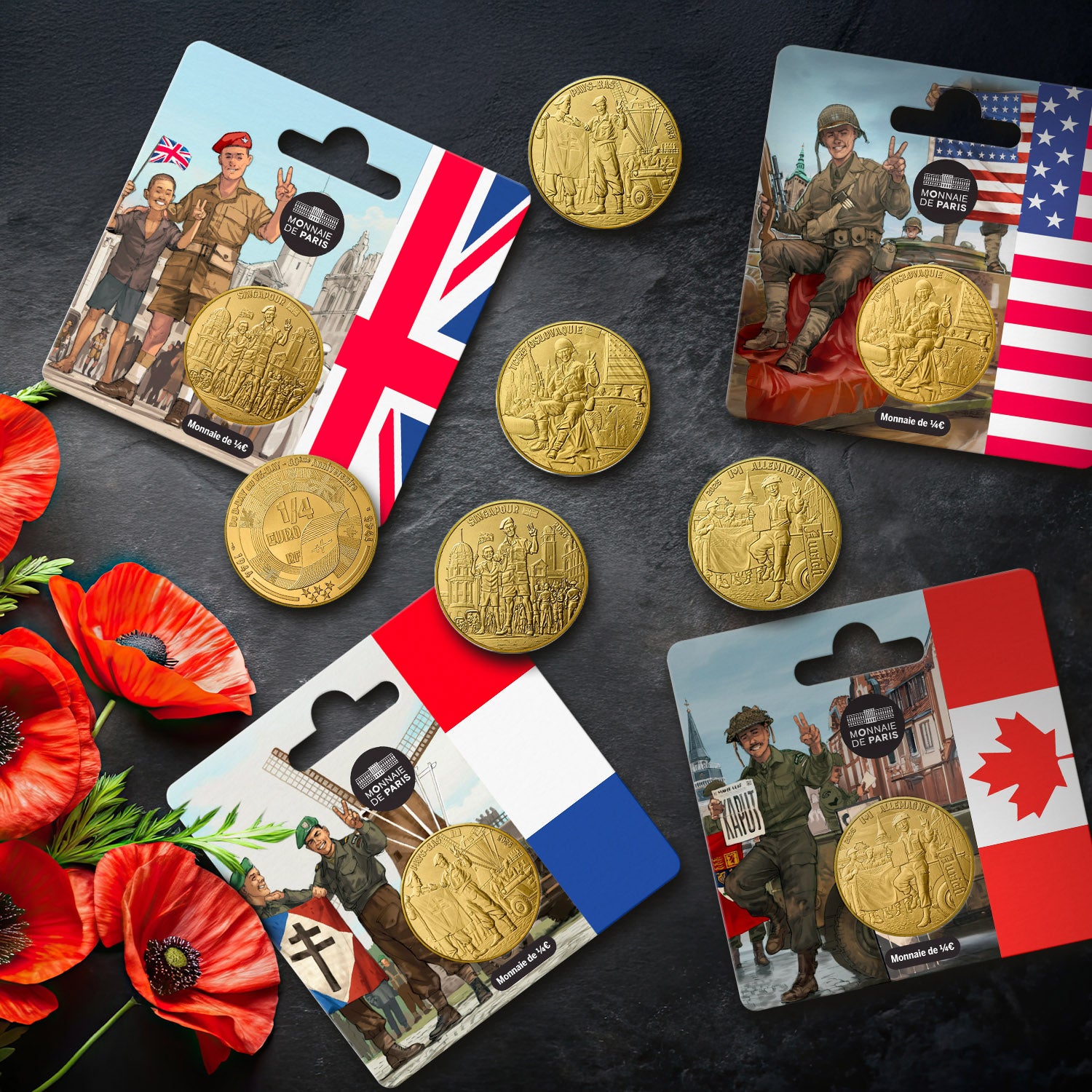 Monnaie de Paris VE Day 80th Anniversary 1/4€ Allied Nations Set
