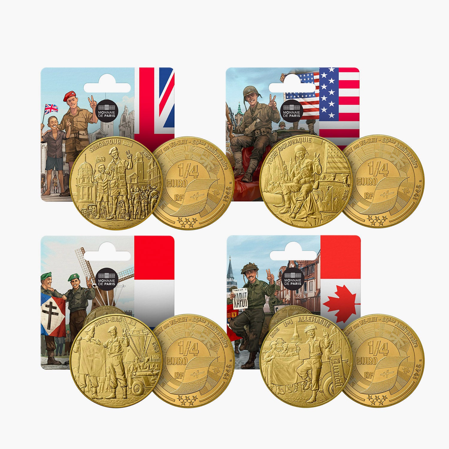 Monnaie de Paris VE Day 80th Anniversary 1/4€ Allied Nations Set