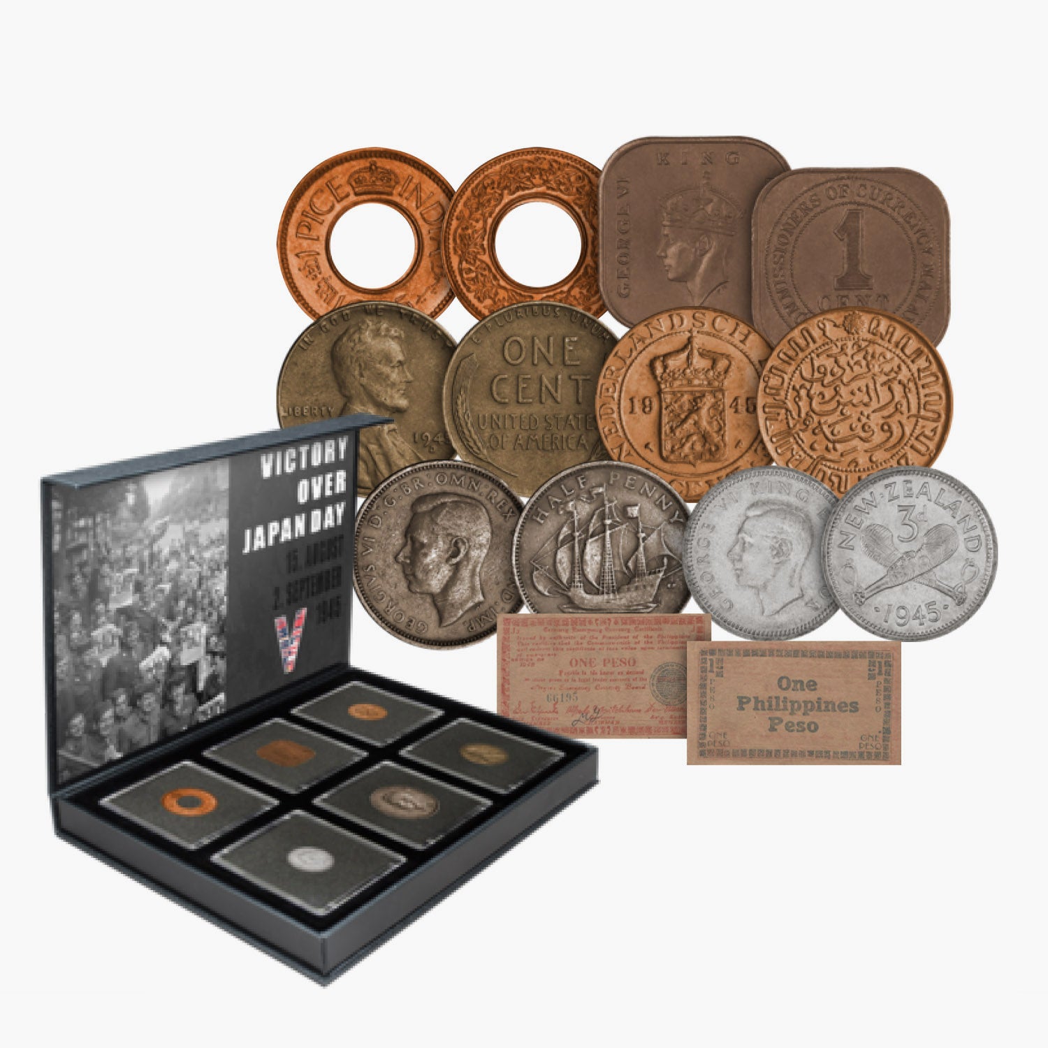Victory over Japan Collection – 1945 Historical Coin & Banknote Set