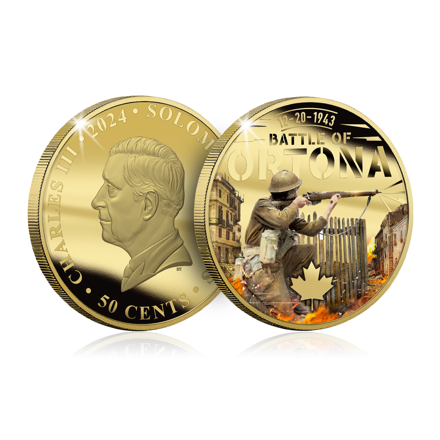 Canada in WWII - Battle Of Ortona Gold Plated Coin