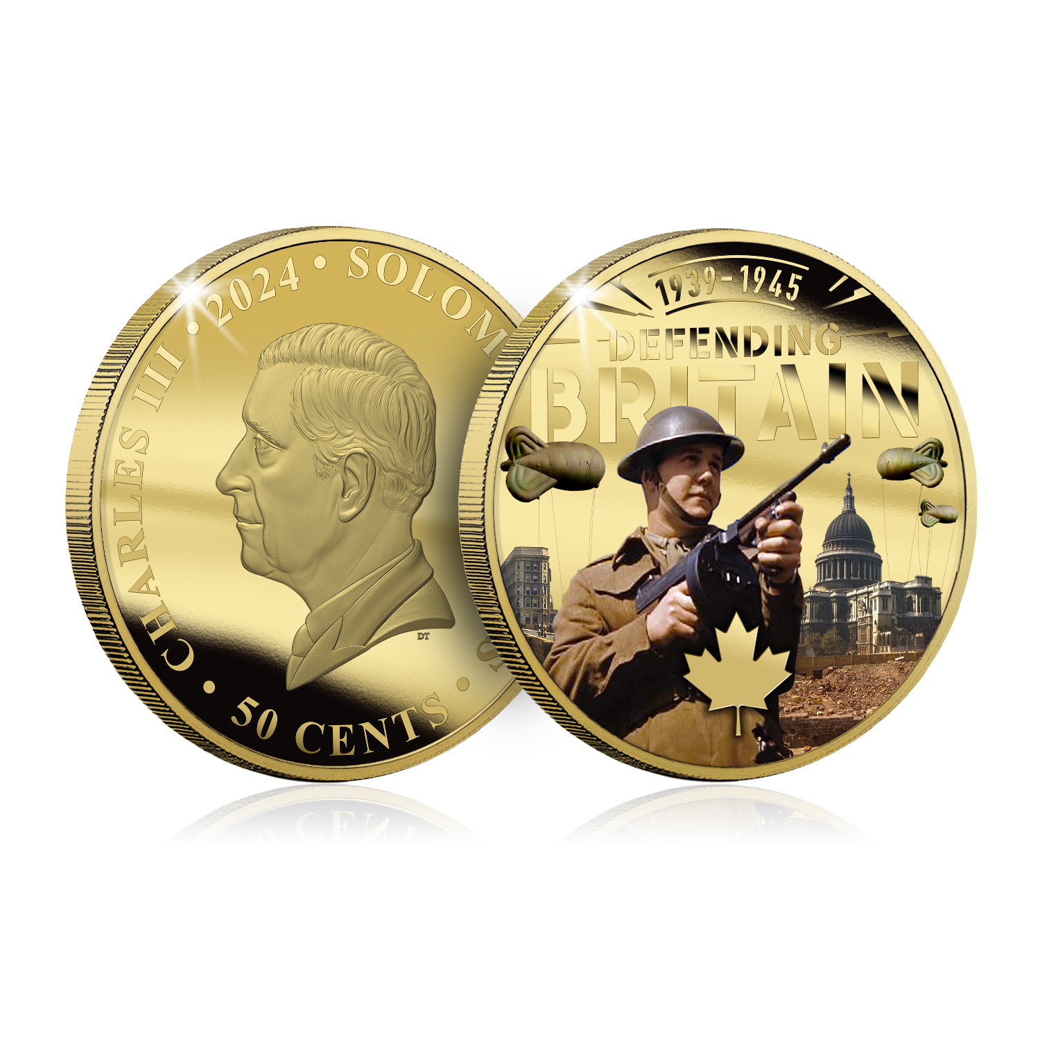 Canada in WWII - Defending Britain Gold Plated Coin