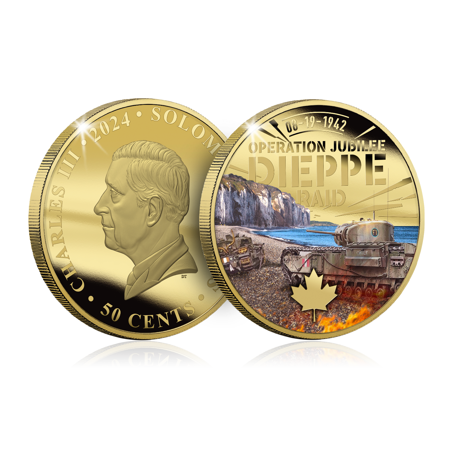 Canada in WWII - Dieppe Raid Gold Plated Coin