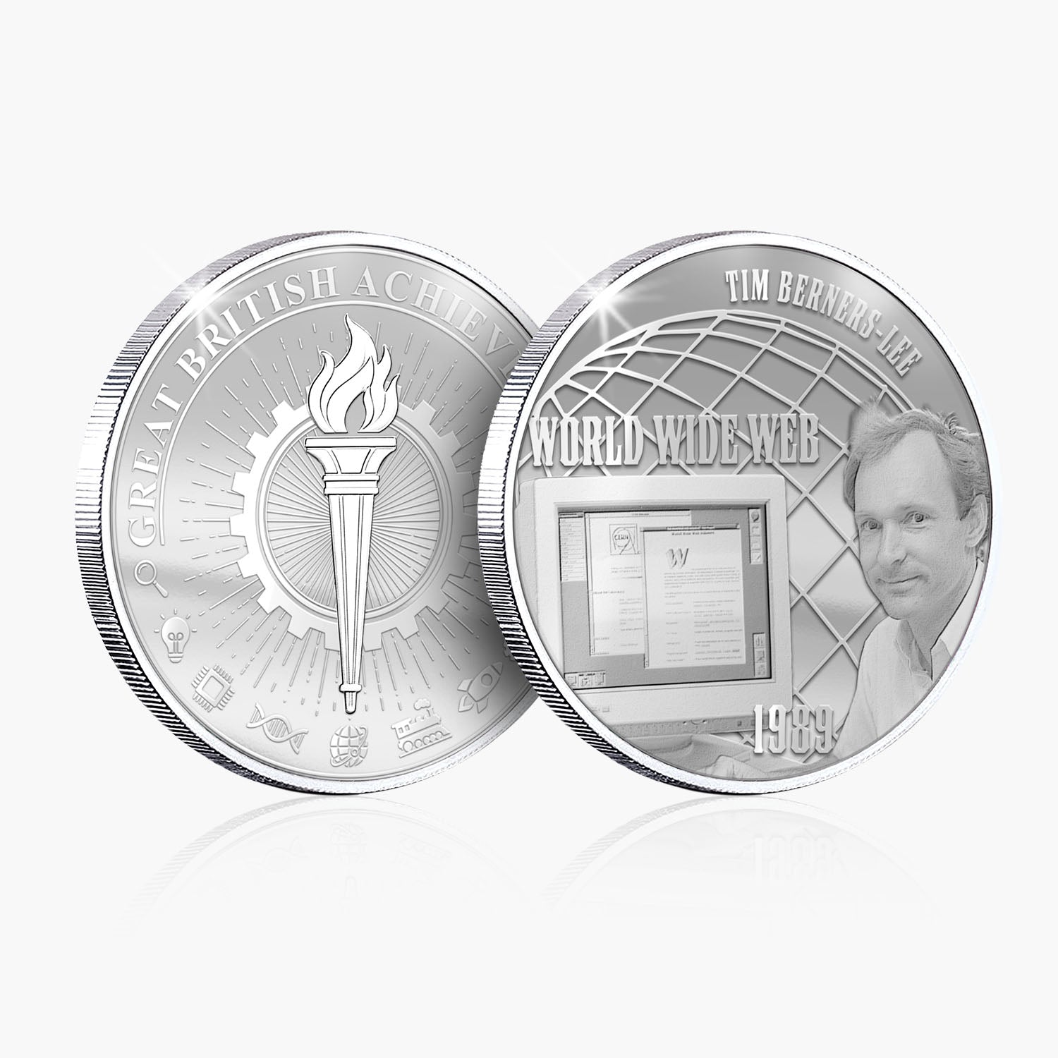 Great British Achievements World Wide Web Silver Plated BU Commemorative