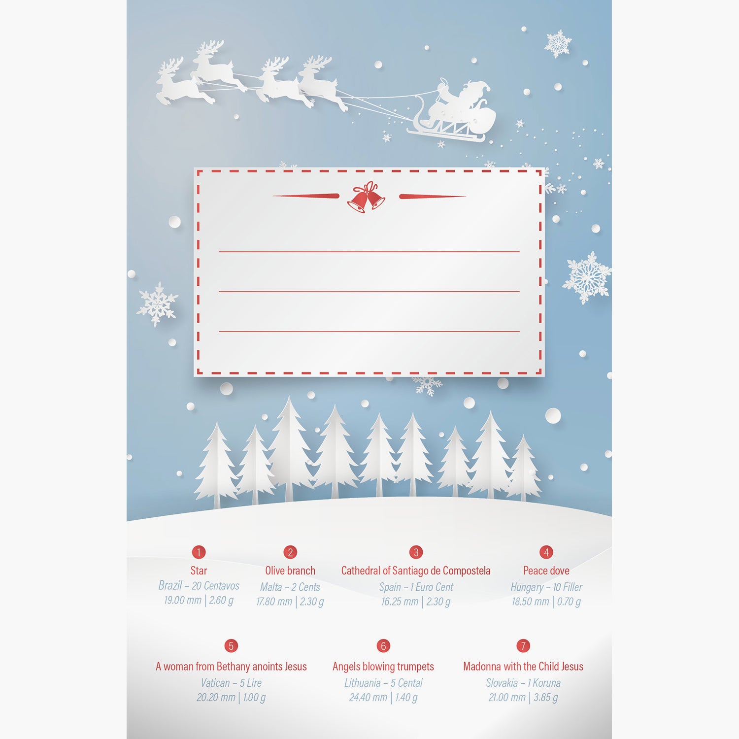 Carte Arbre de Noël de pièces de monnaie