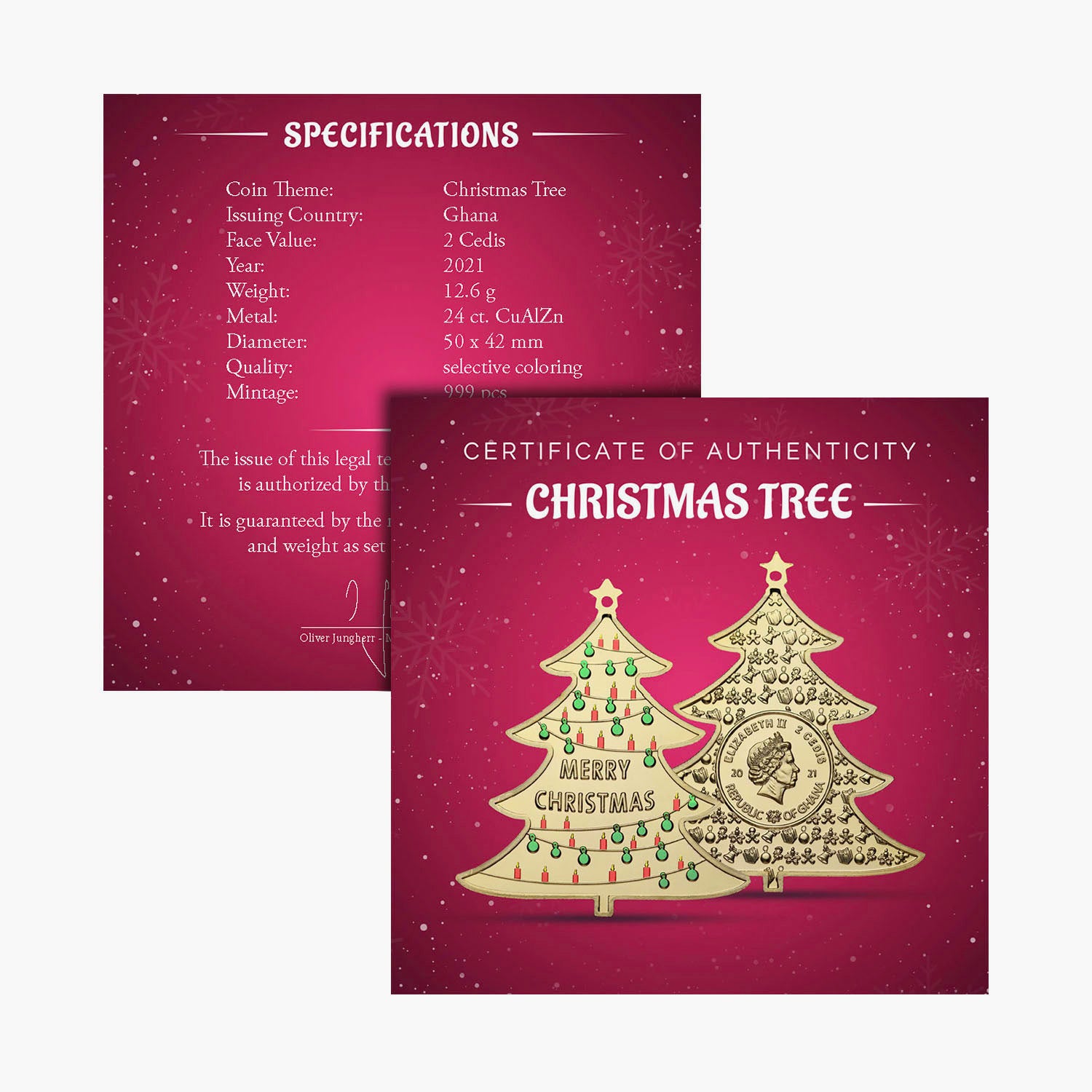 Christmas Tree Gold Plated Coin