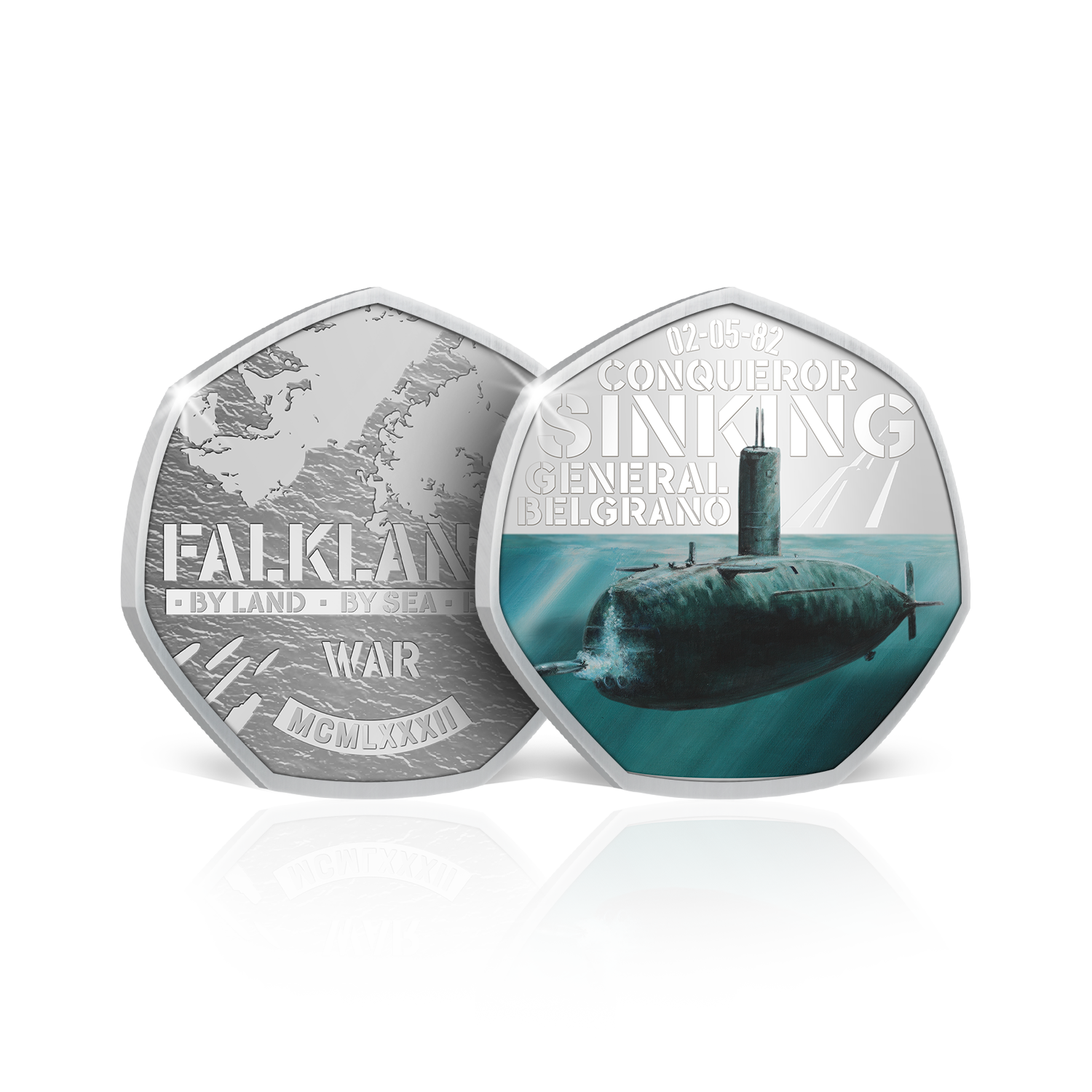 Conqueror and Belgrano in Coin Holder