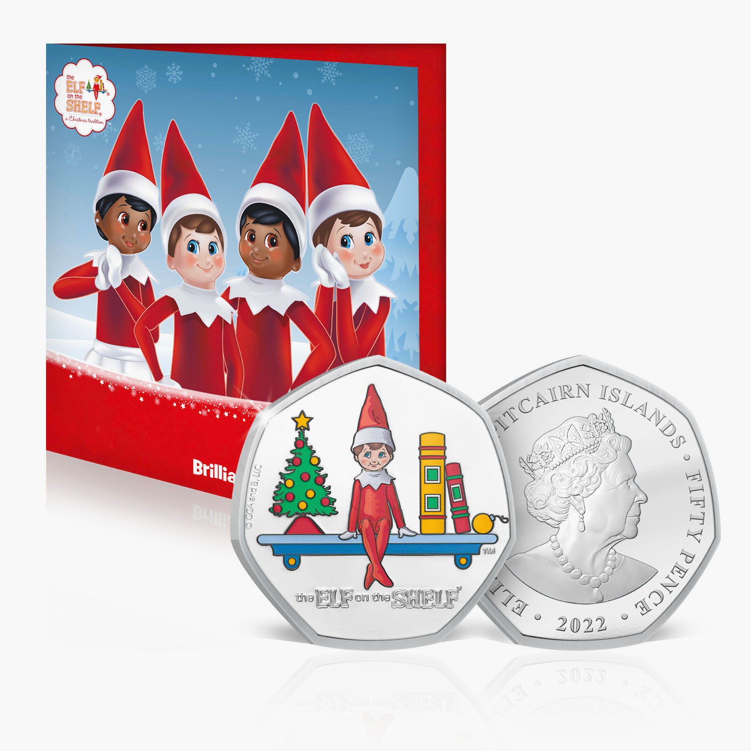 The Official Elf on the Shelf BU 50p Coloured Coin in Christmas Card Coin