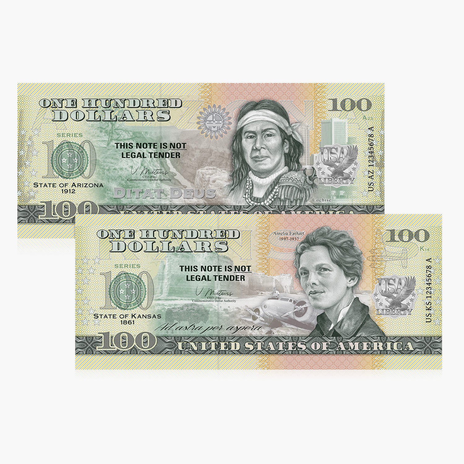 100 Souvenir Dollar - Kansas & Arizona