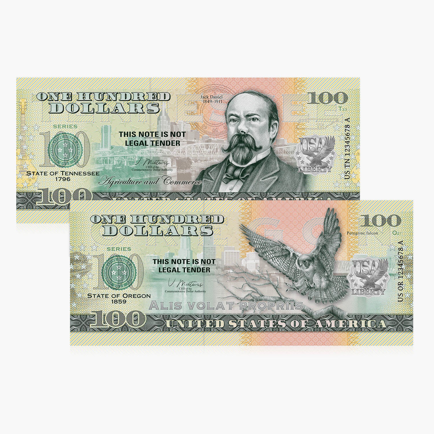 100 Souvenir Dollar - Oregon & Tennessee