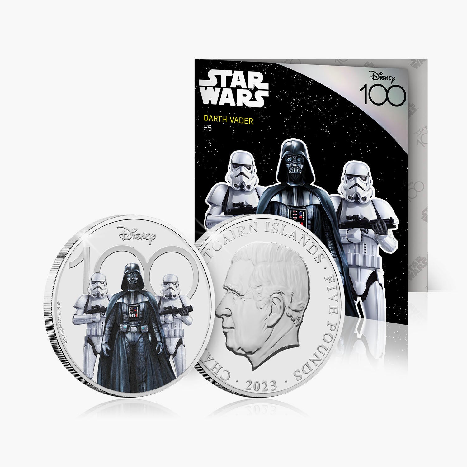 Star Wars Darth Vader and Storm Troopers 2023 £5 BU Colour Coin