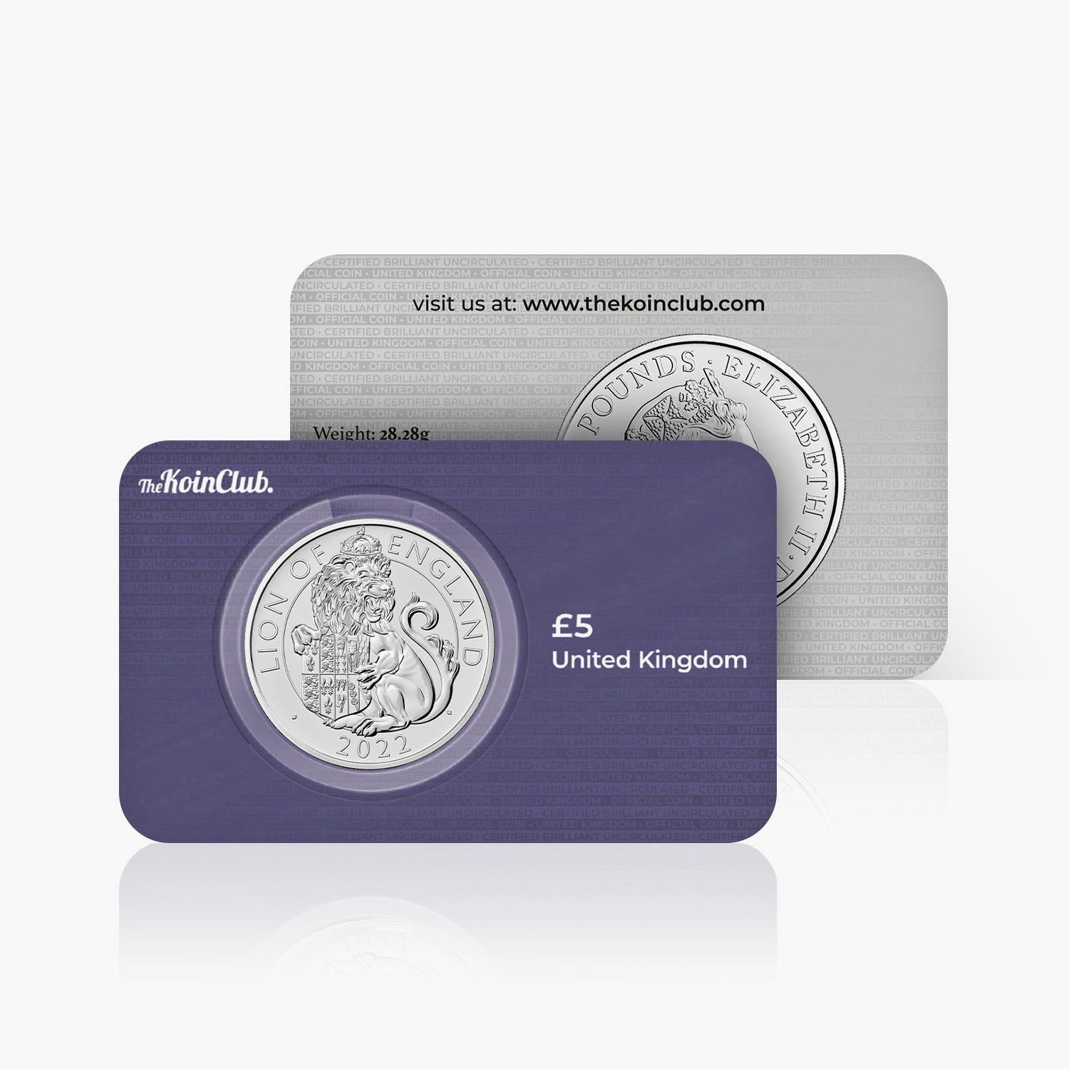 Moneda brillante sin circular del León de Inglaterra de £5 de 2022