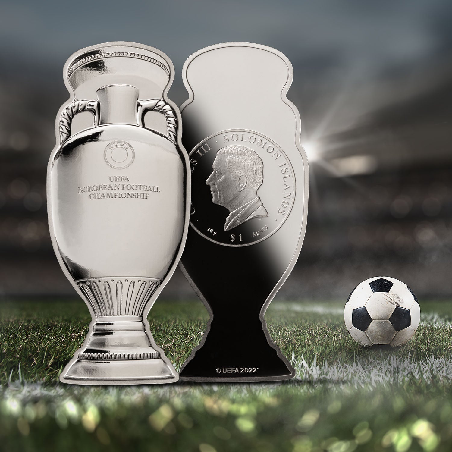 UEFA EURO 2024 Official Solid Silver Shaped Trophy Coin