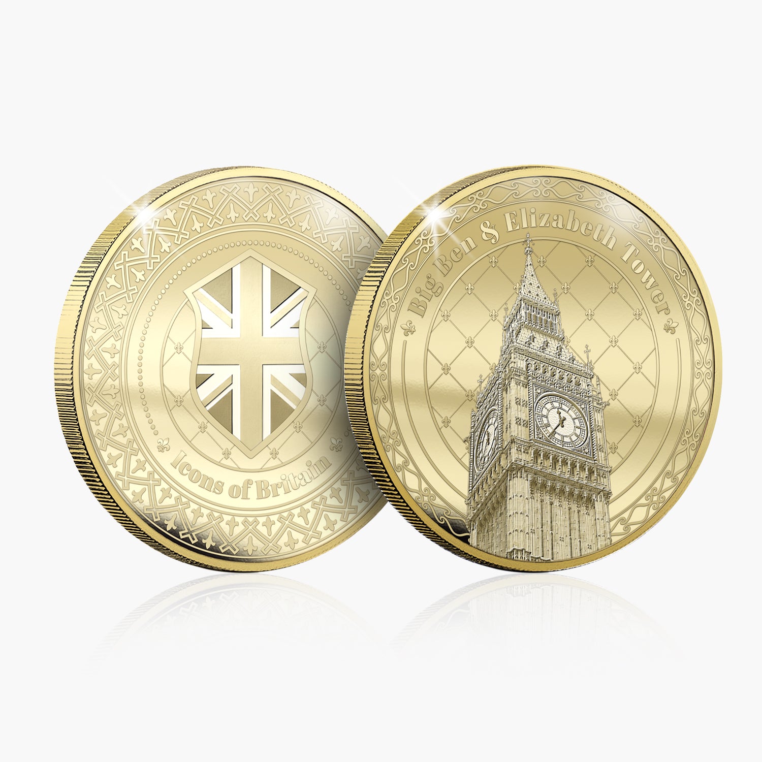 Icons of Britain Big Ben and Elizabeth Tower Gold Plated BU Commemorative