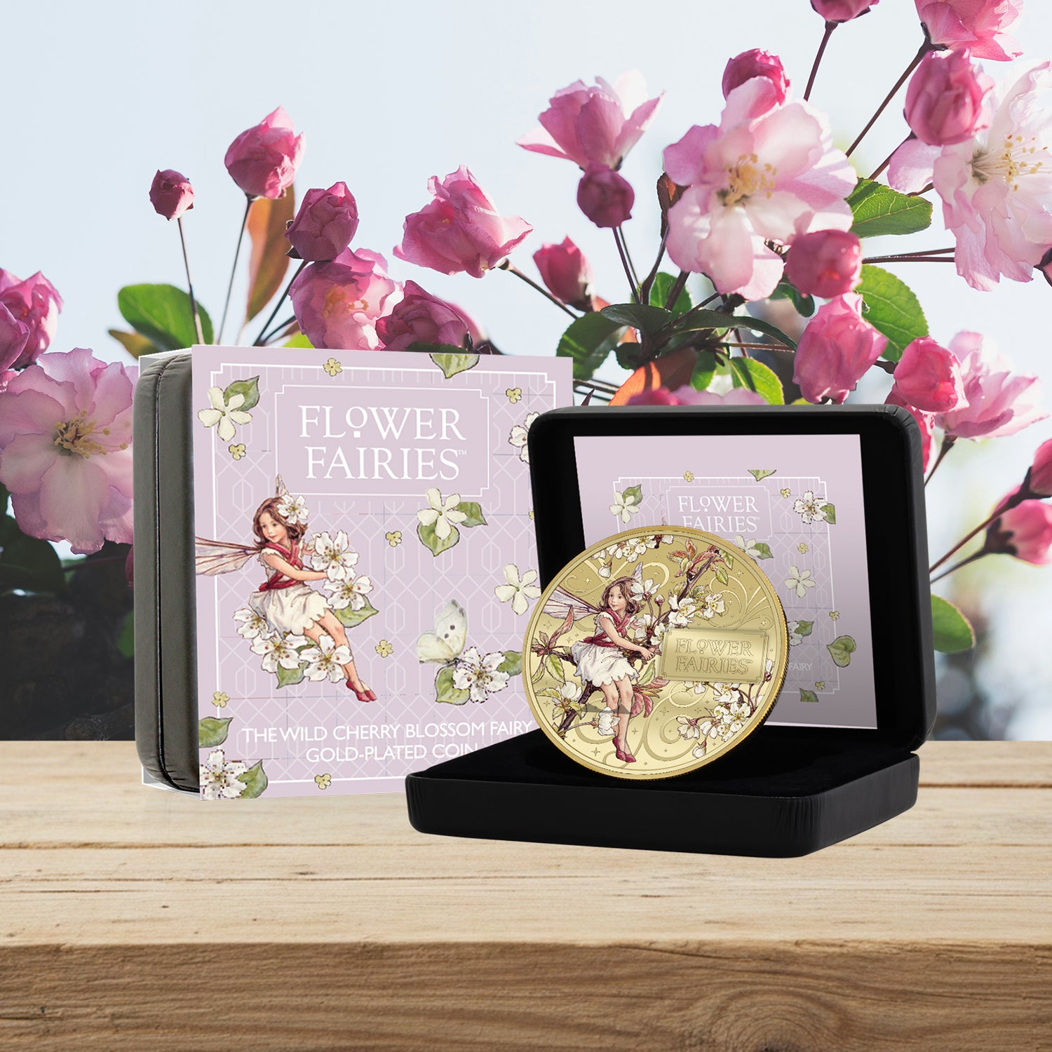 Flower Fairies 2026 The Wild Cherry Blossom Fairy Super Size Gold Luxe Edition Coin