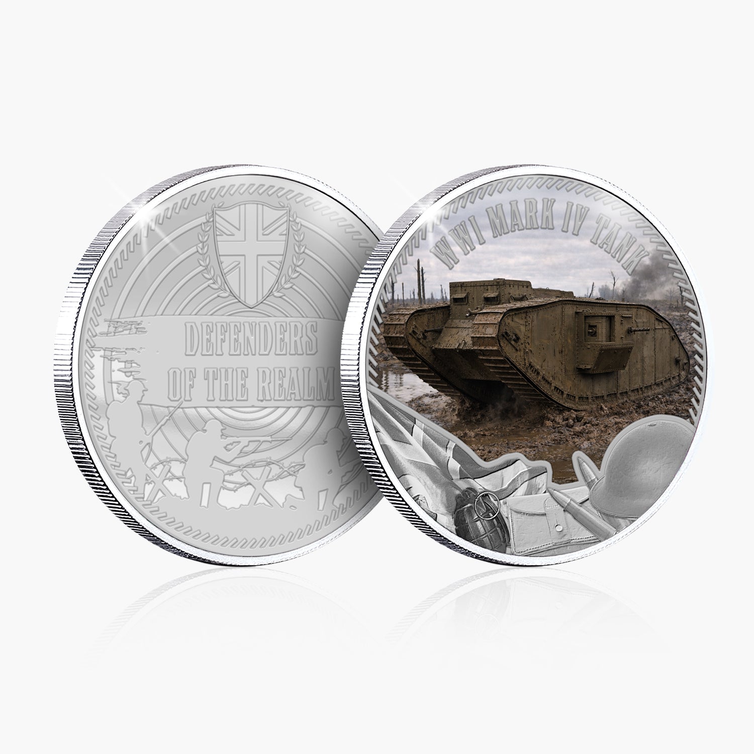 Defenders of the Realm WWI Mark IV Tank Silver Plated BU Commemorative