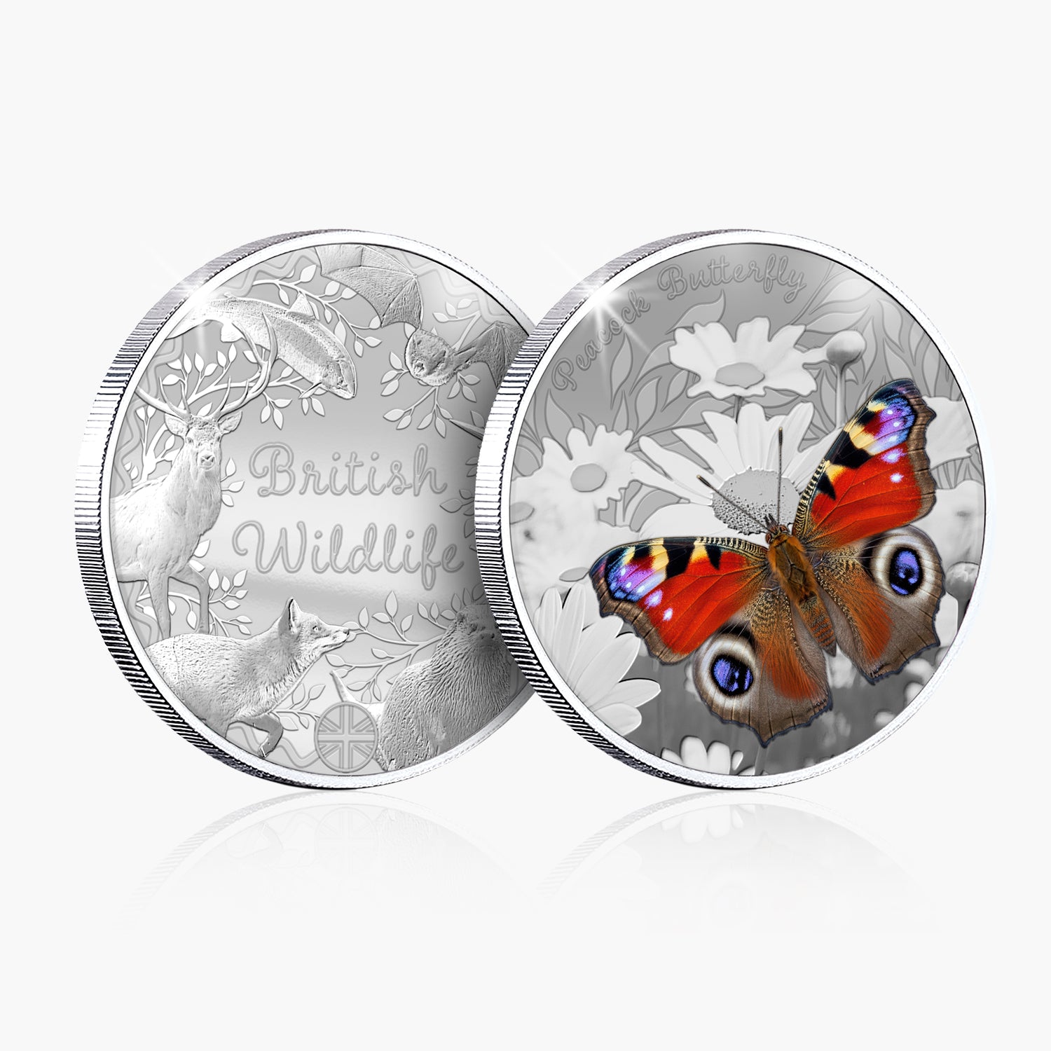 British Wildlife Peacock Butterfly Silver Plated BU Commemorative