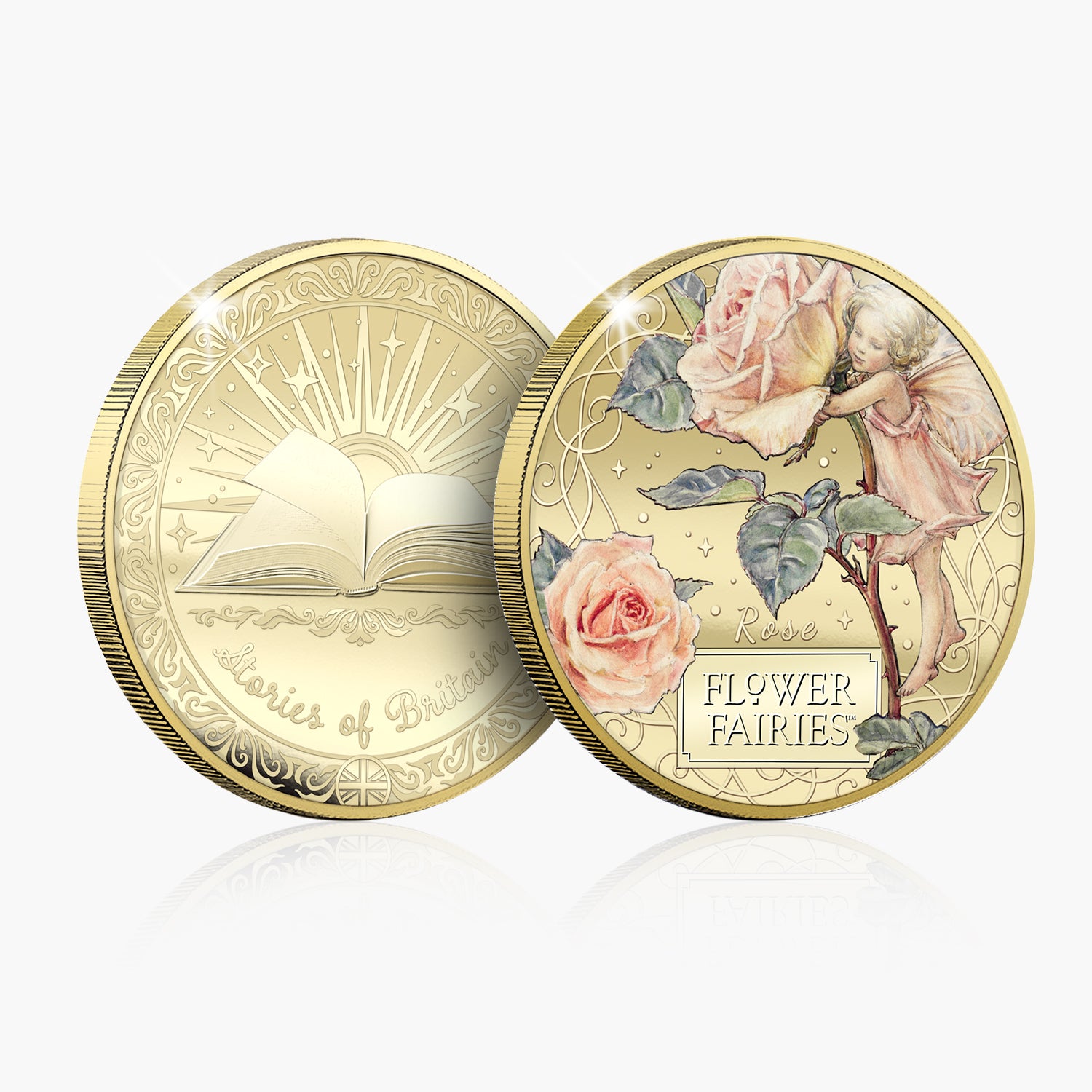 Stories of Britain Flower Fairies Rose Fairy Gold Plated BU Commemorative