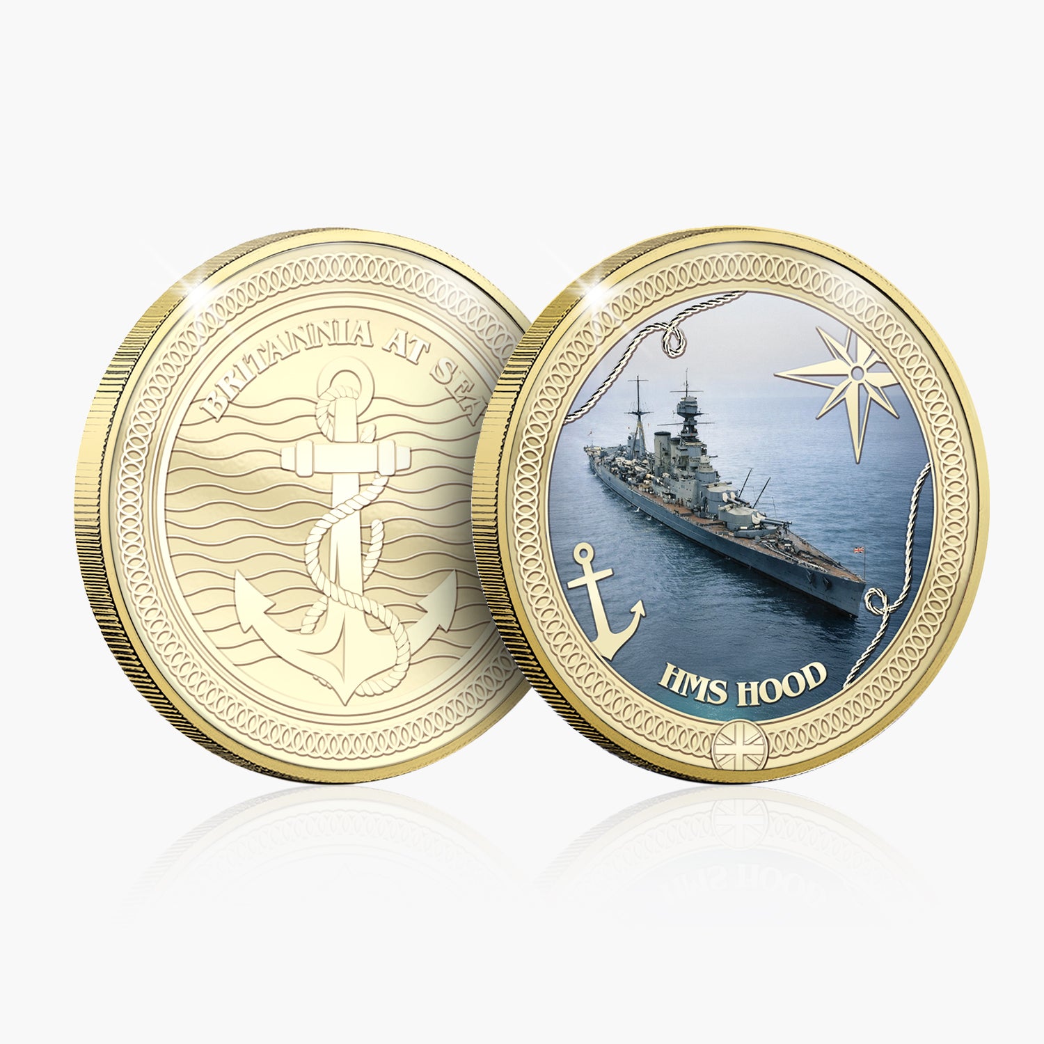 Britannia at Sea HMS Hood Gold Plated BU Commemorative