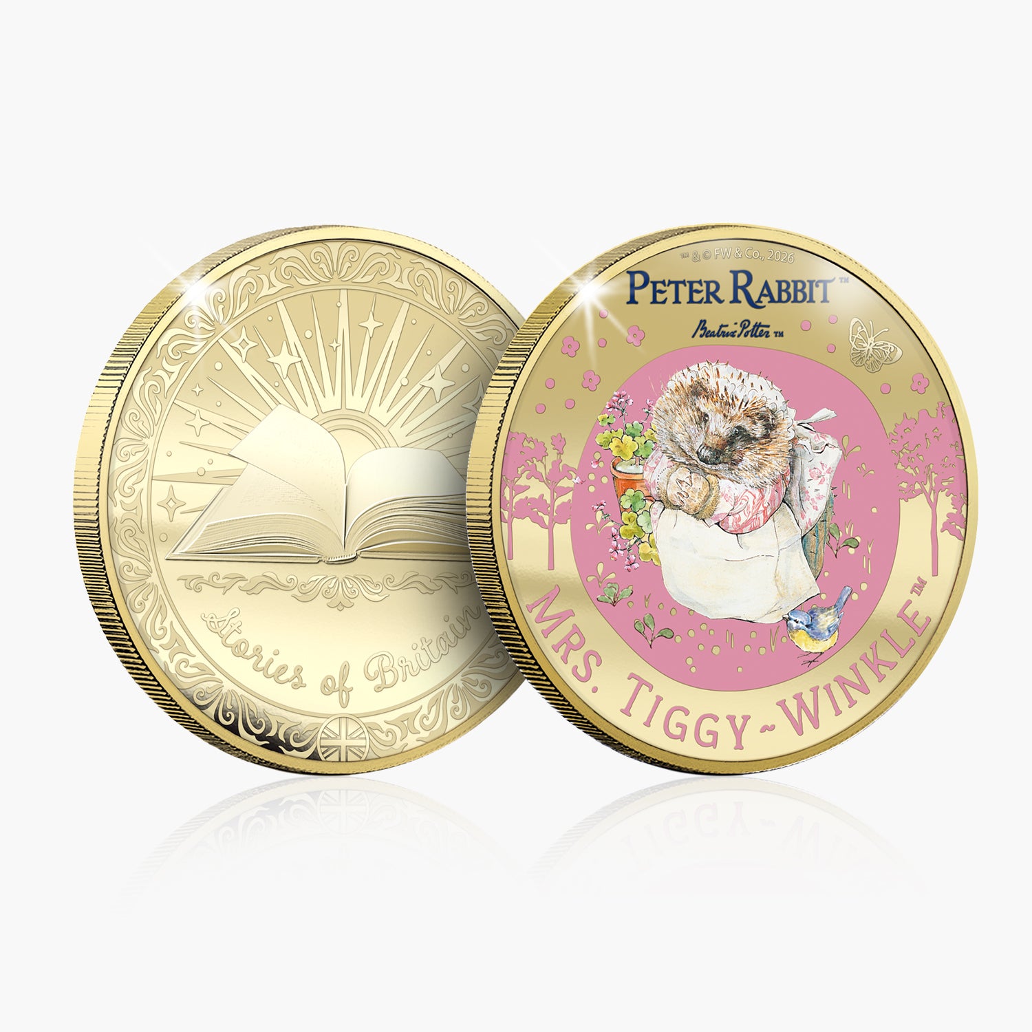 Stories of Britain Beatrix Potter Mrs Tiggy Winkle Gold Plated BU Commemorative