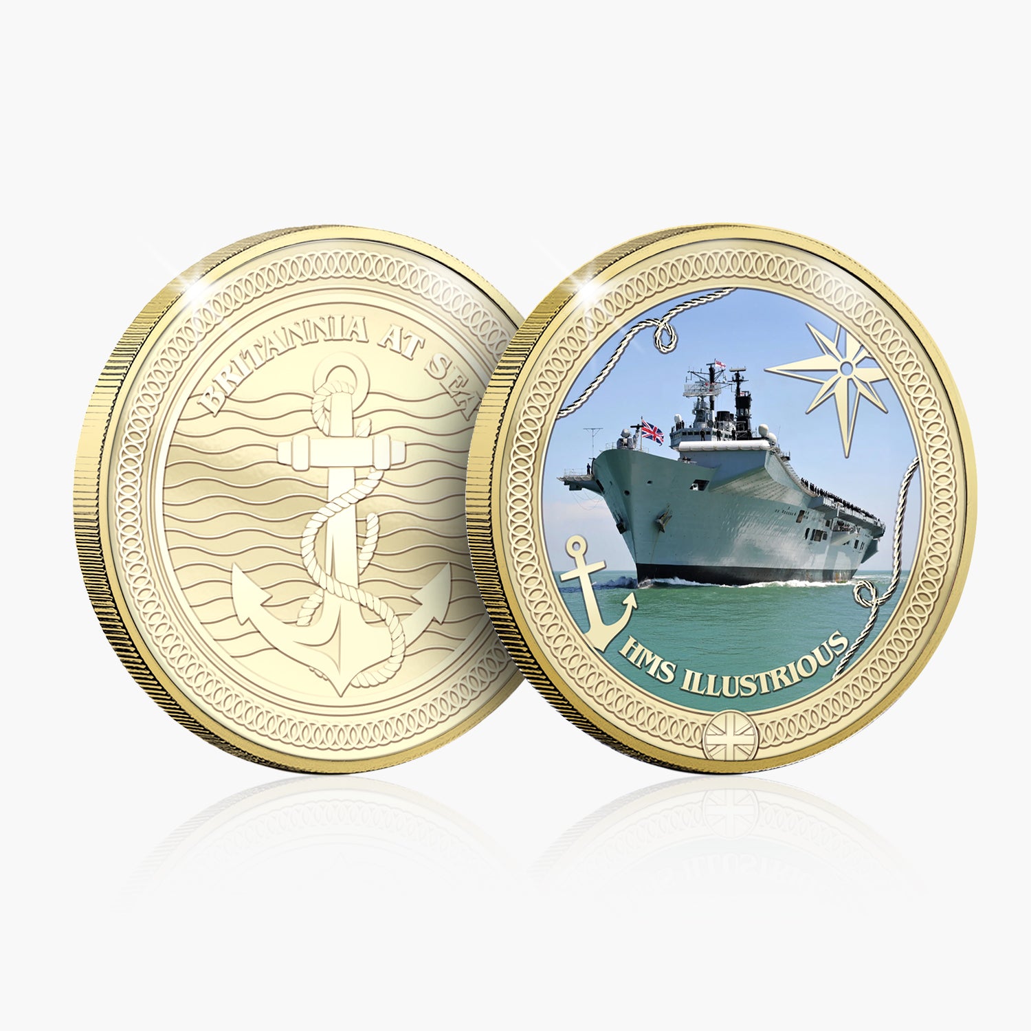 Britannia at Sea HMS Illustrious Gold Plated BU Commemorative