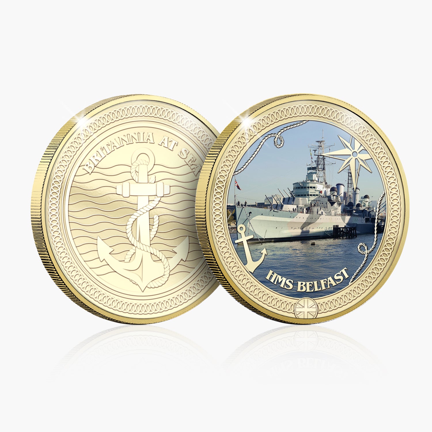 Britannia at Sea HMS Belfast Gold Plated BU Commemorative